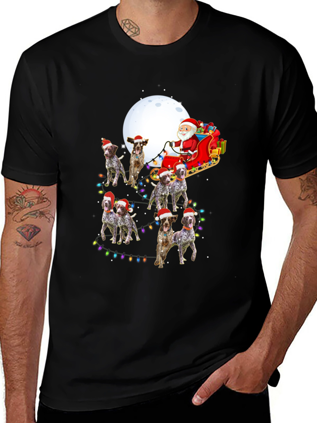 Dog Breed Christmas Santa Sleigh Unisex T-Shirt