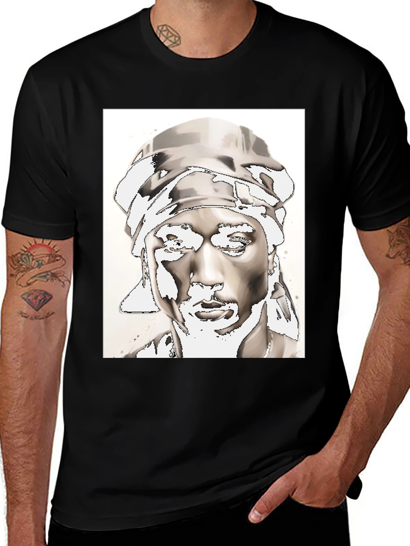 Tupac Graphic Tee - Black Cotton T-Shirt
