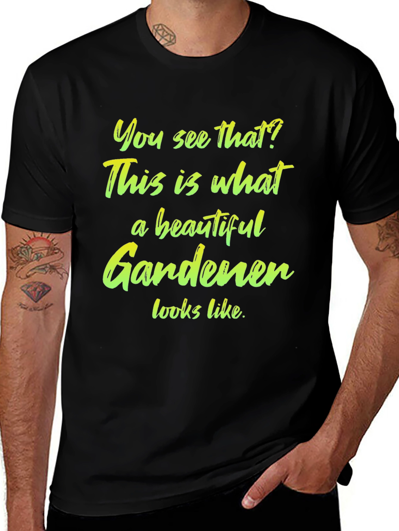 Variant 8 of Beautiful Gardener T-Shirt - Black Cotton Tee