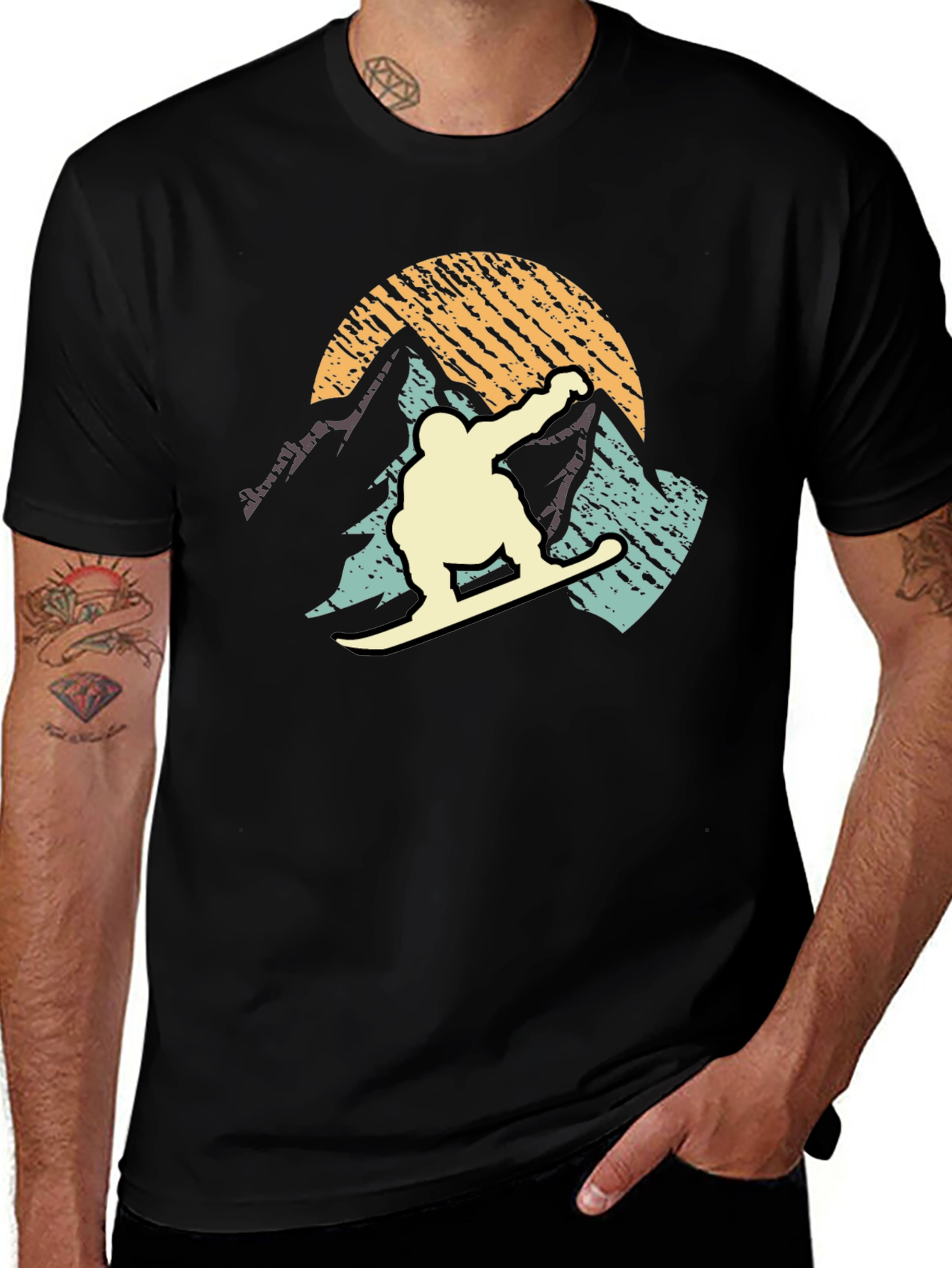 Variant 8 of Retro Snowboarder Graphic Tee - Black