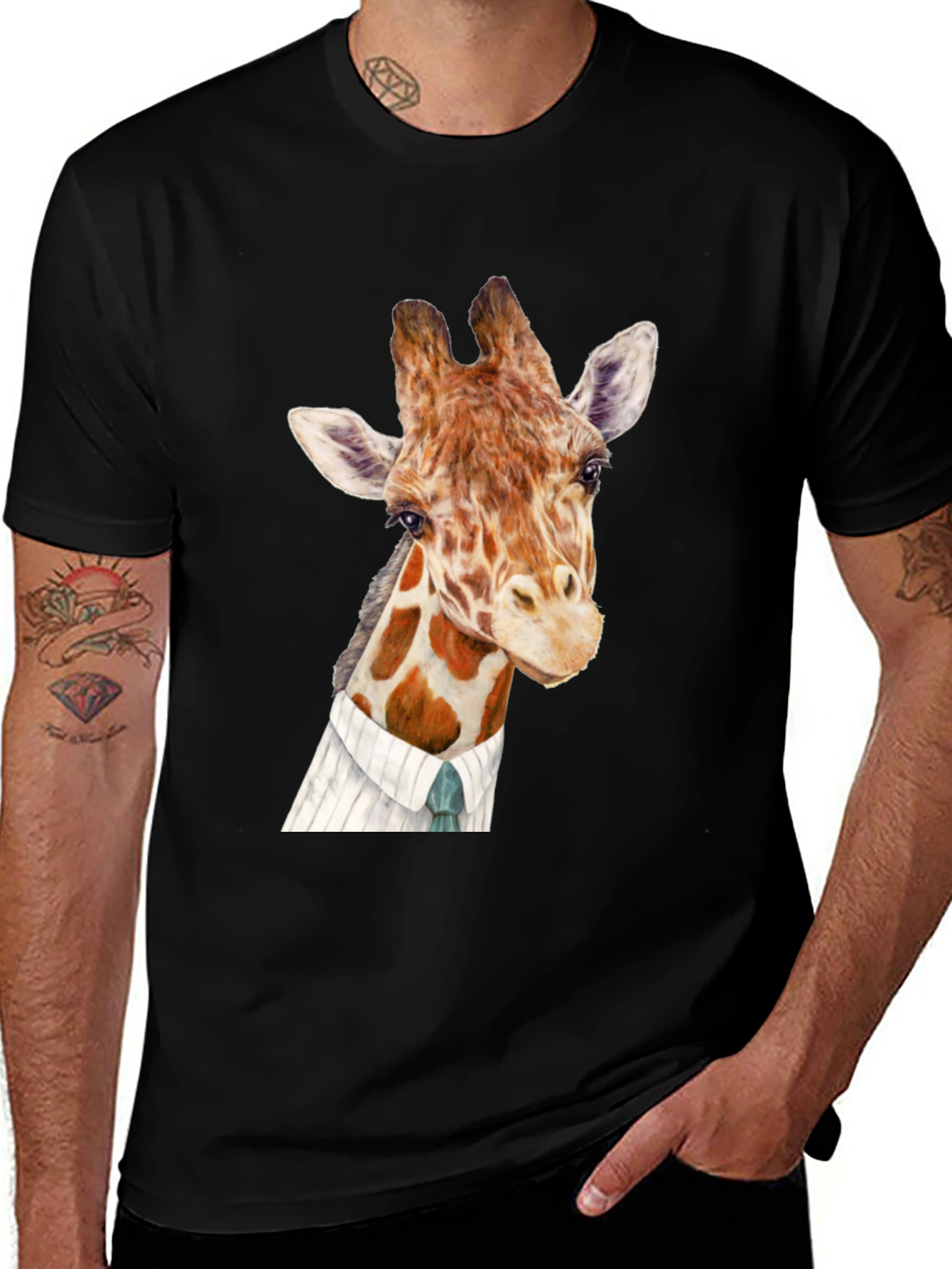 Giraffe in Suit Graphic T-Shirt