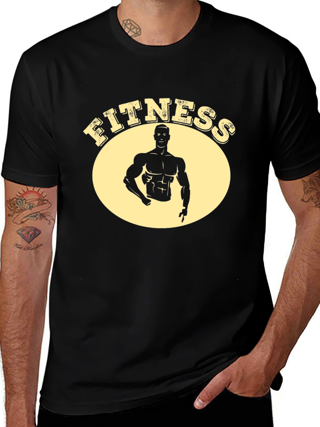 Variant 29 of Fitness Graphic Men's Black T-Shirt