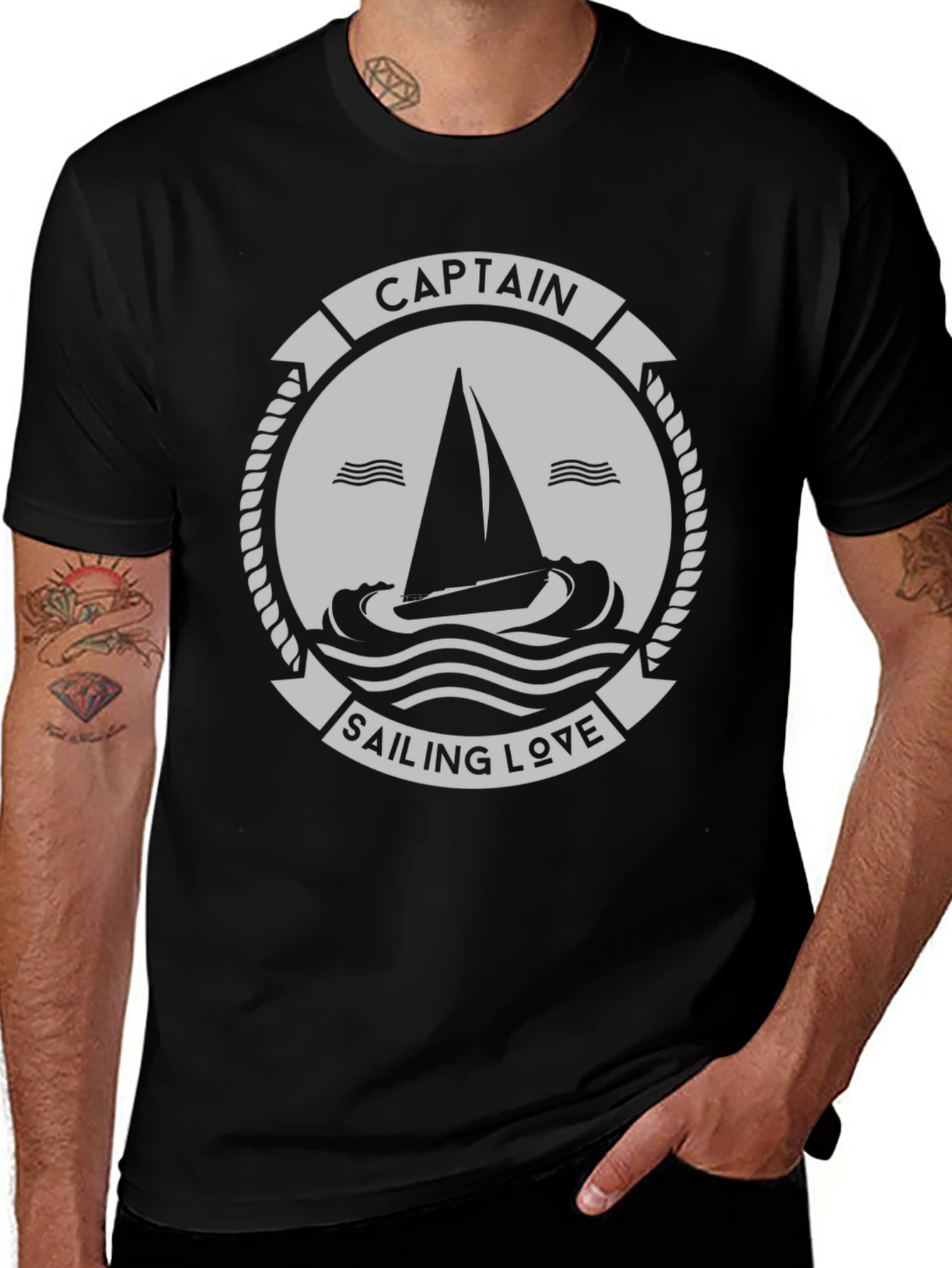 Variant 2 of Captain Sailing Love T-Shirt - Nautical Design