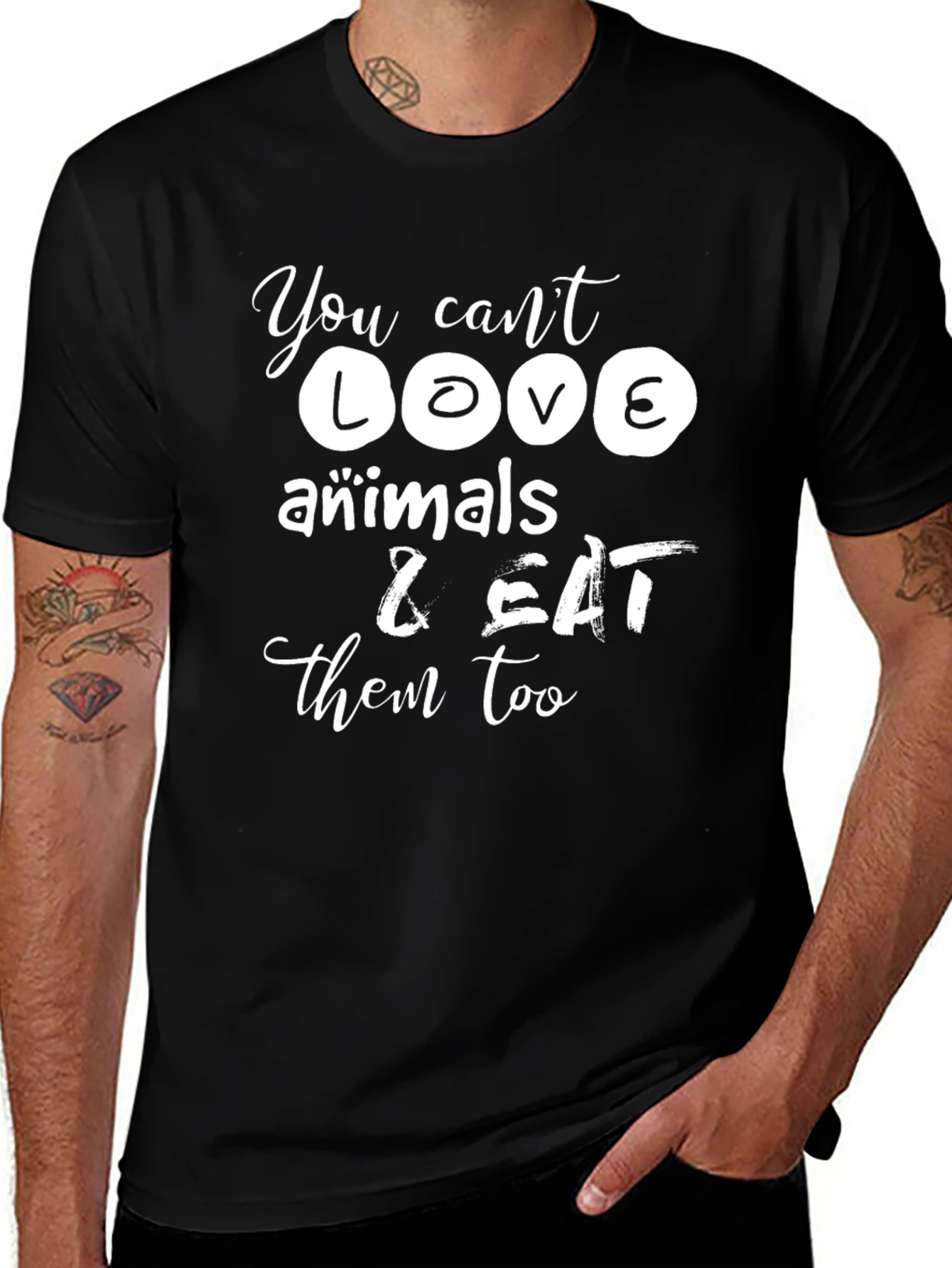 Variant 10 of Vegan Humor Graphic Tee - Love Animals T-Shirt