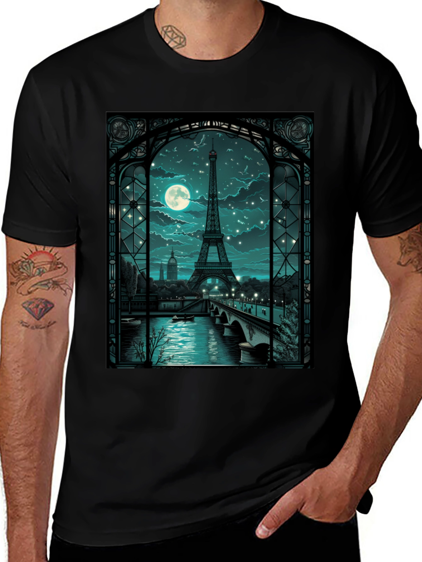 Paris Eiffel Tower at Night Graphic Tee
