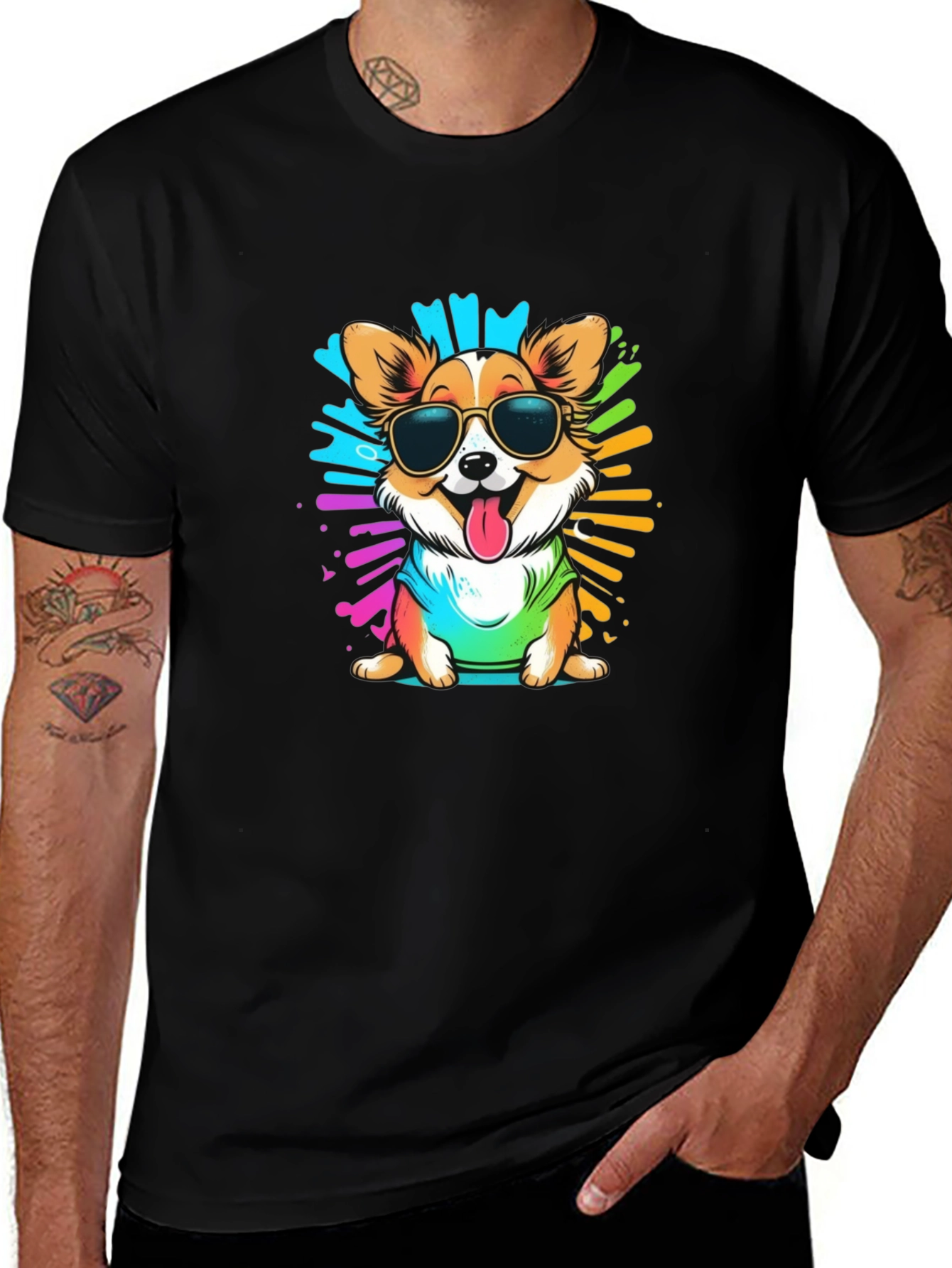 Variant 23 of Cool Corgi Graphic Tee - Funky Dog Design