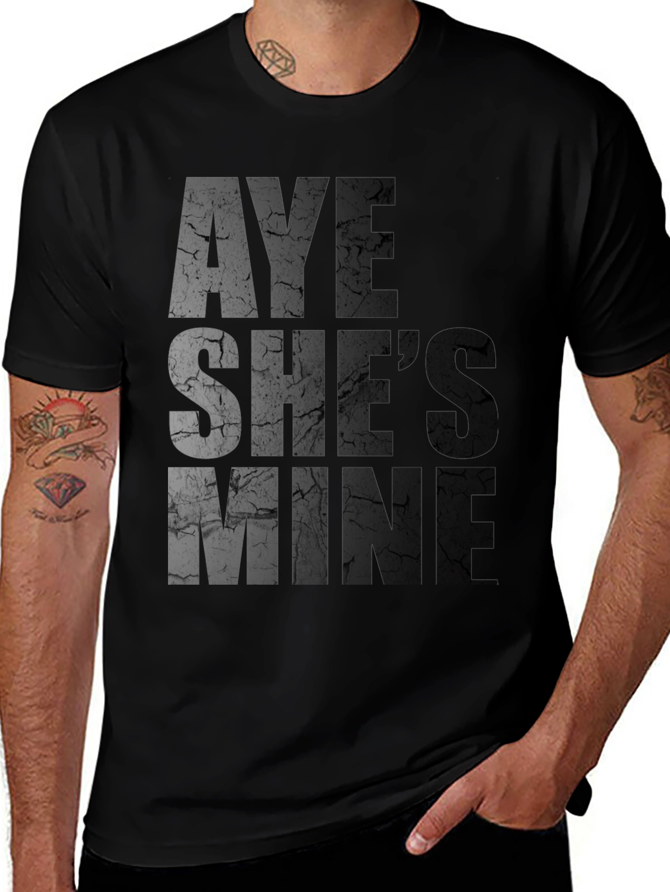 Black Aye She's Mine Graphic T-Shirt main image