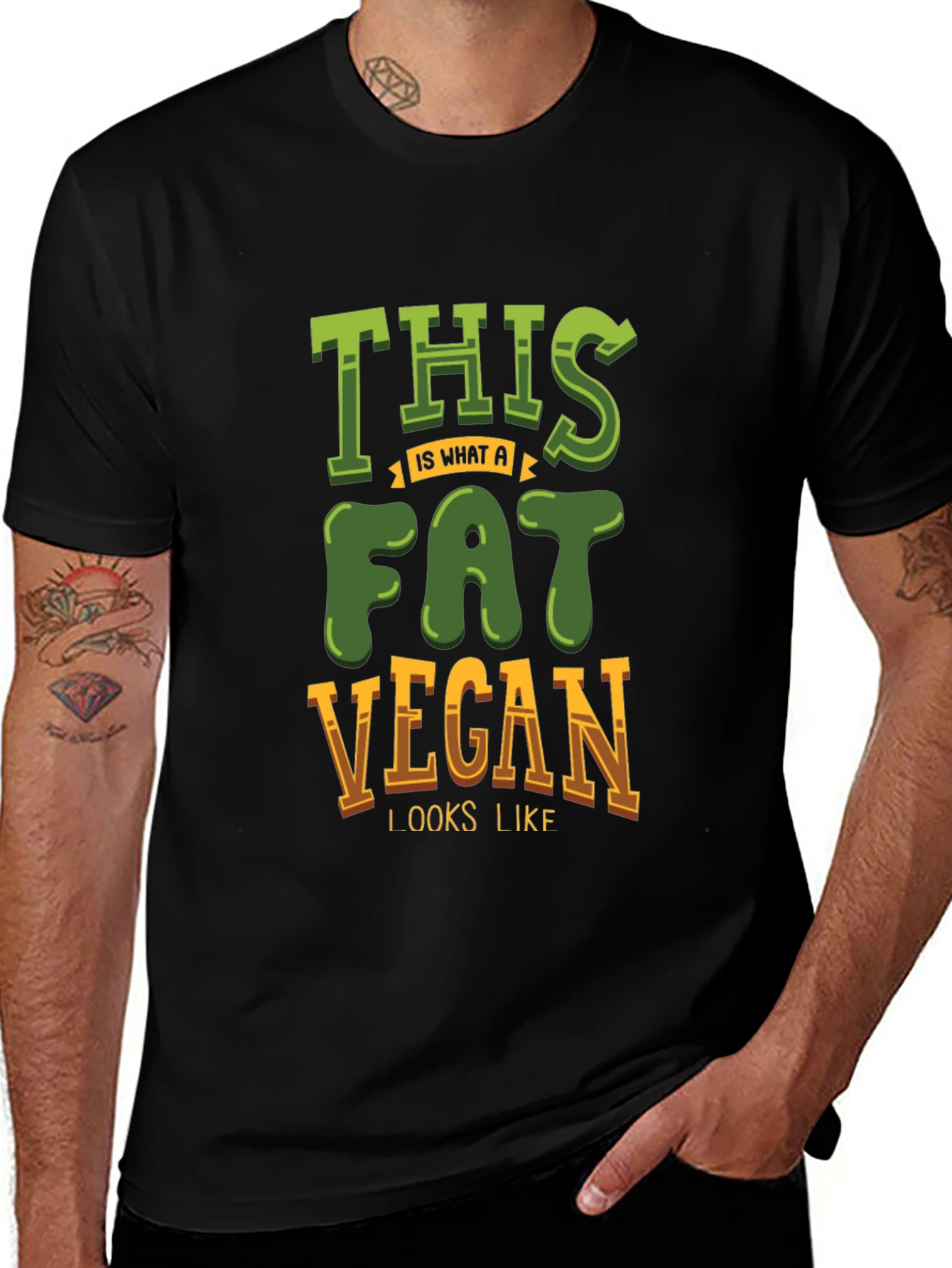 Variant 26 of Fat Vegan T-Shirt - Funny Vegetarian Tee