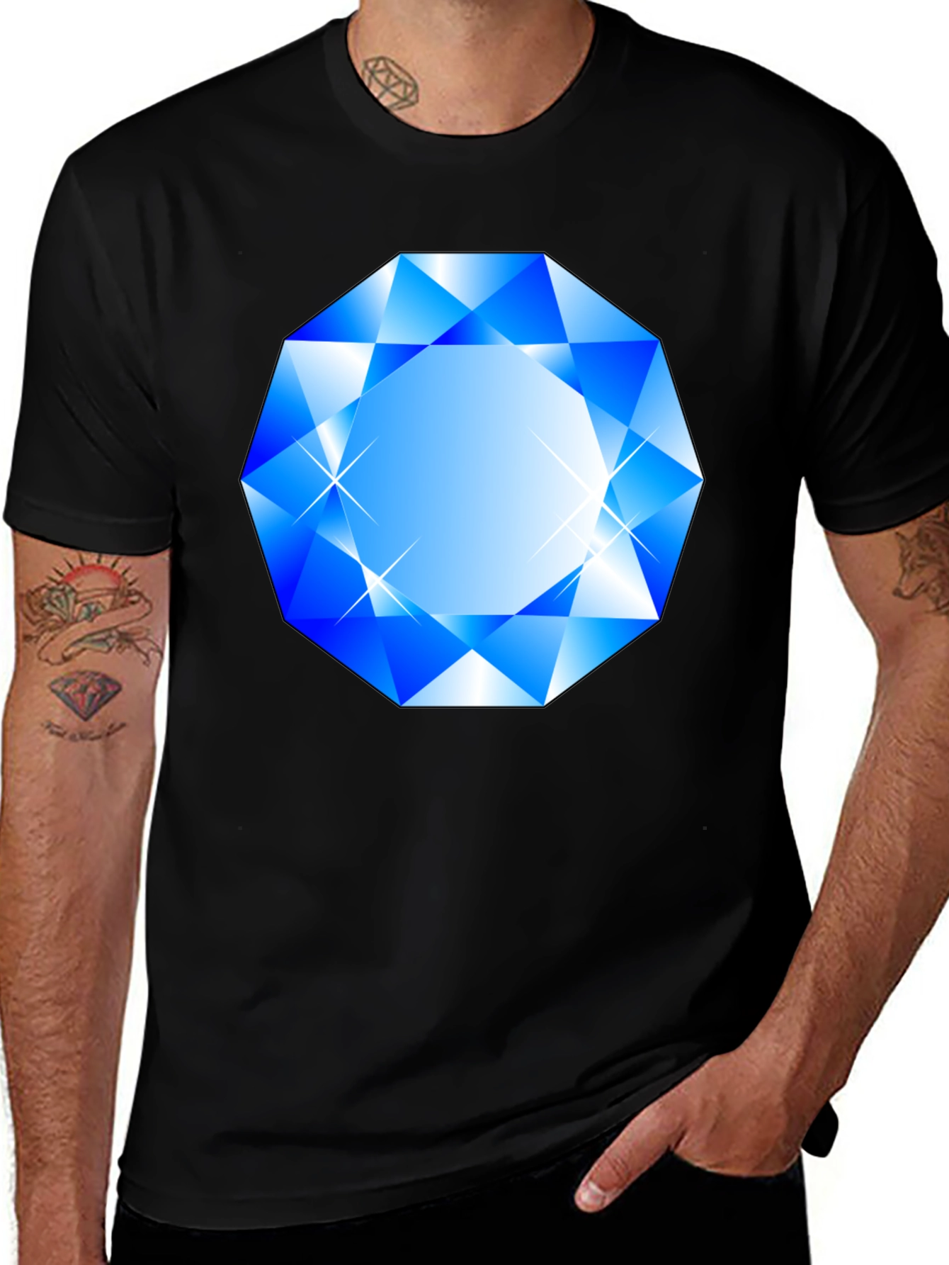 Variant 19 of Blue Diamond Graphic Black T-Shirt