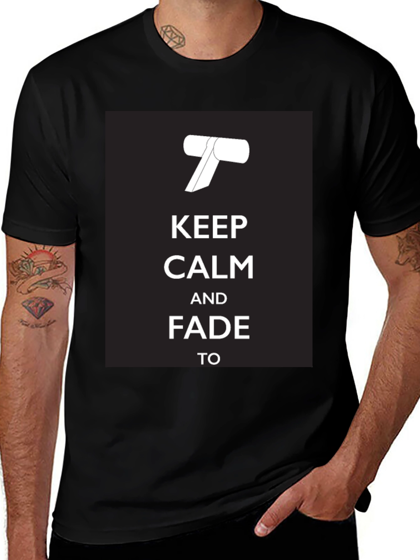 Variant 7 of Keep Calm and Fade To T-Shirt - Black Barber Humor Tee