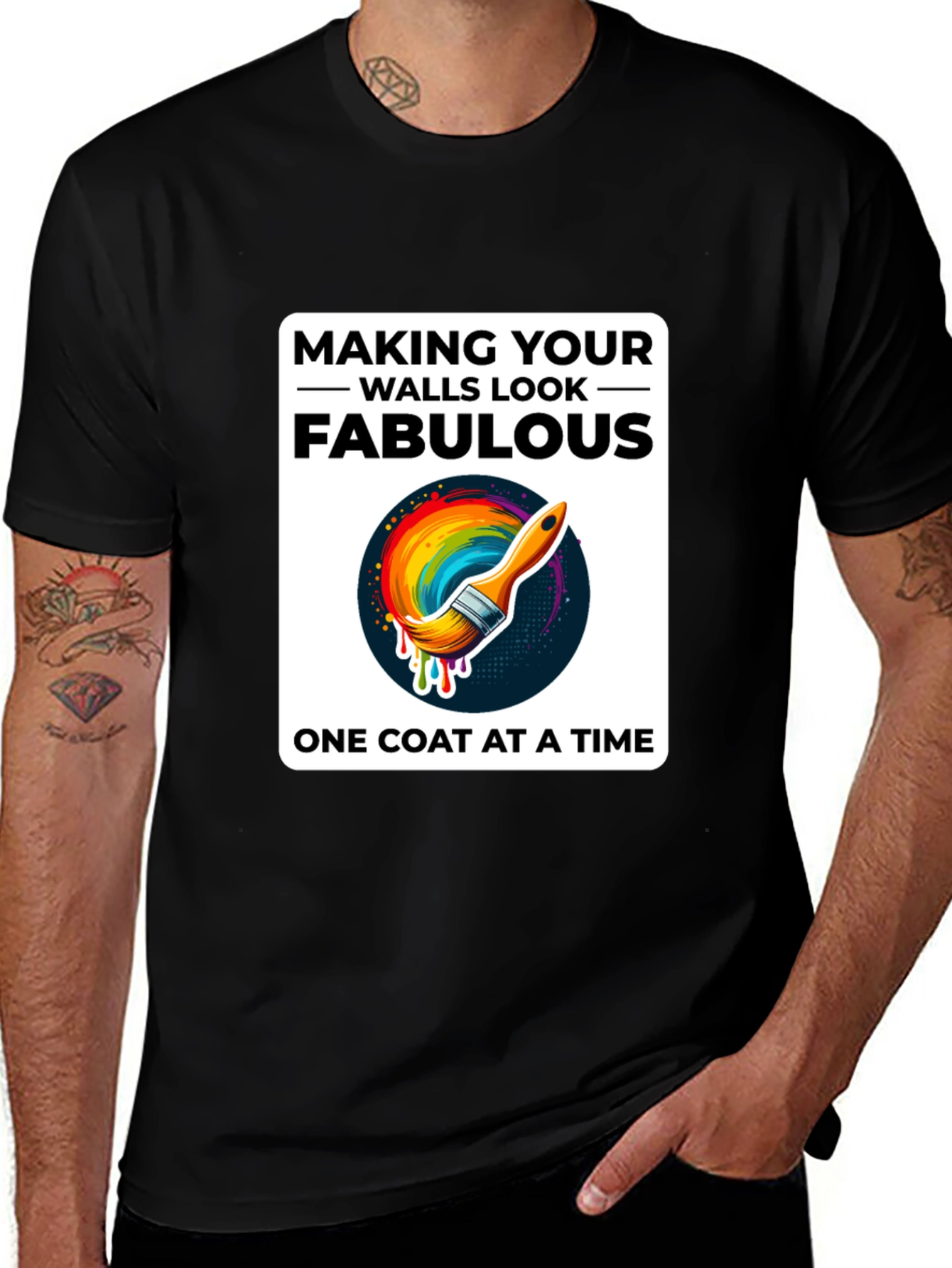 Black Fabulous Walls T-Shirt, Painting Design main image
