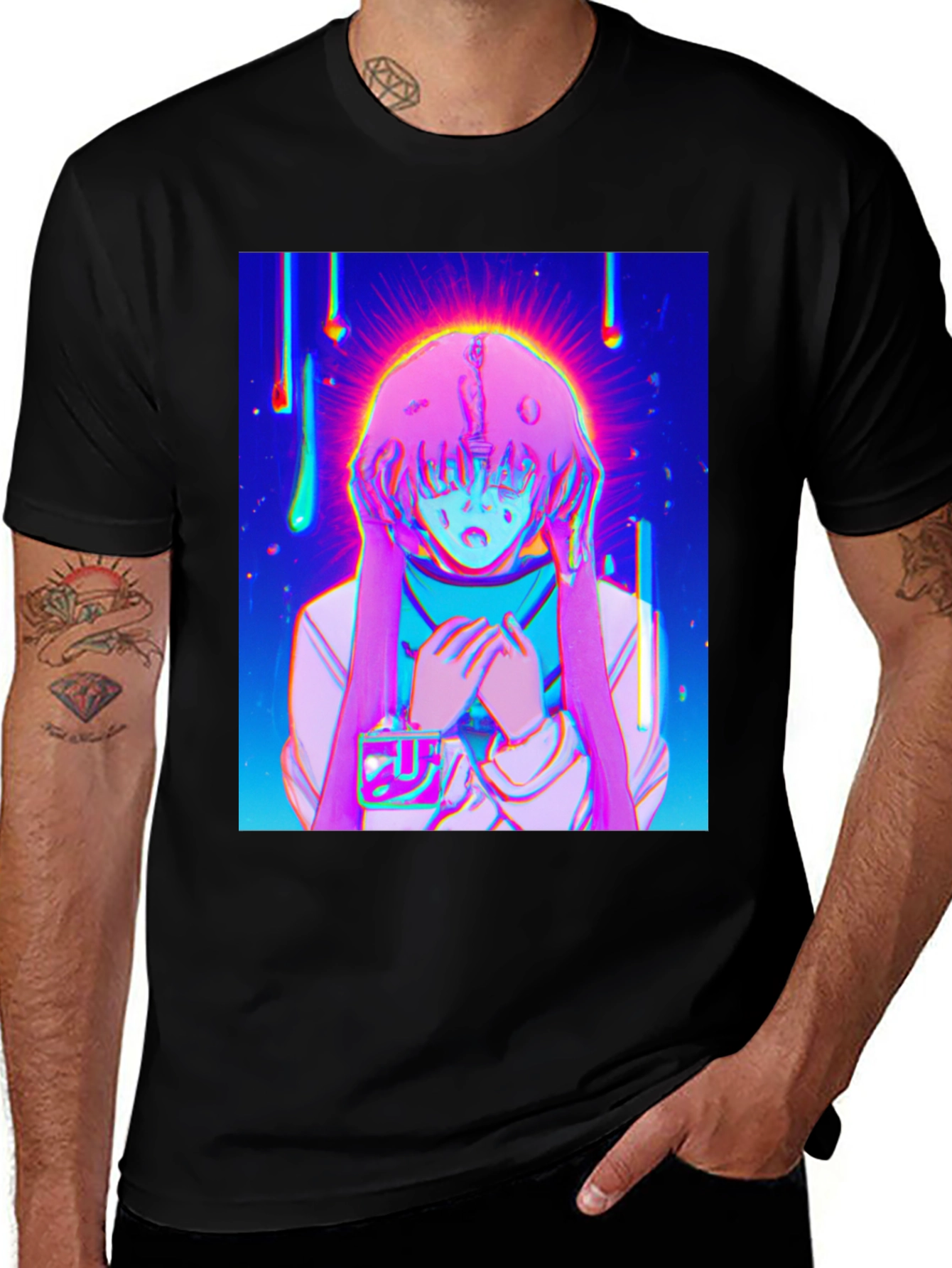 Variant 22 of Anime Girl Graphic T-Shirt - Vivid Black Tee