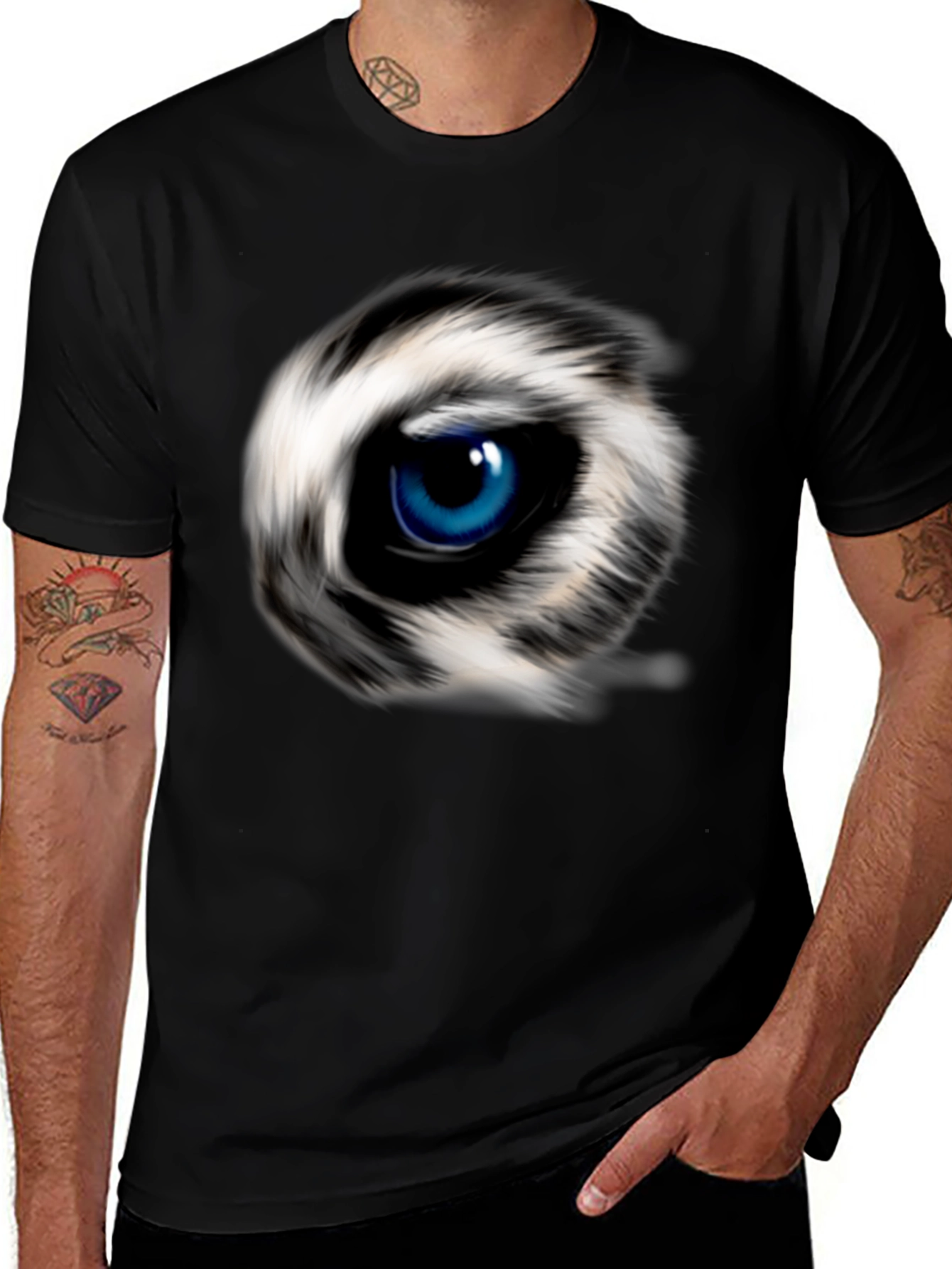Variant 16 of Blue Eye Graphic Black T-Shirt