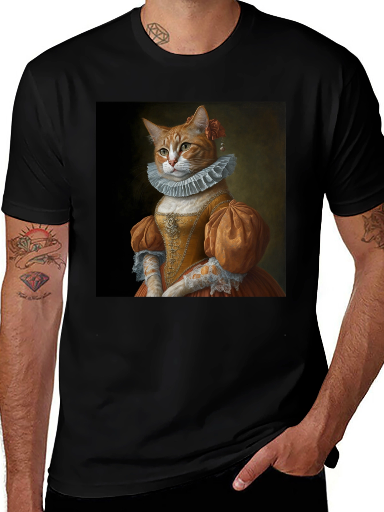 Variant 15 of Renaissance Cat Graphic Tee - Funny Feline T-Shirt