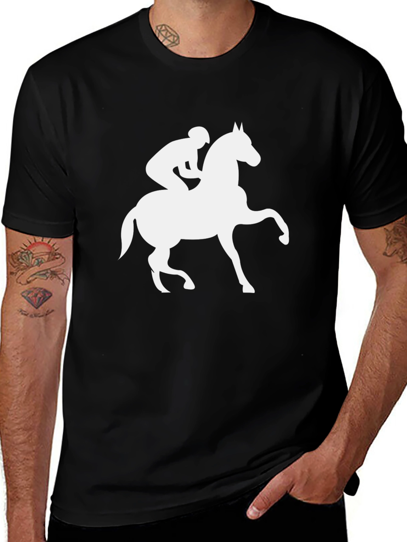 Variant 24 of Horse and Jockey Black T-Shirt