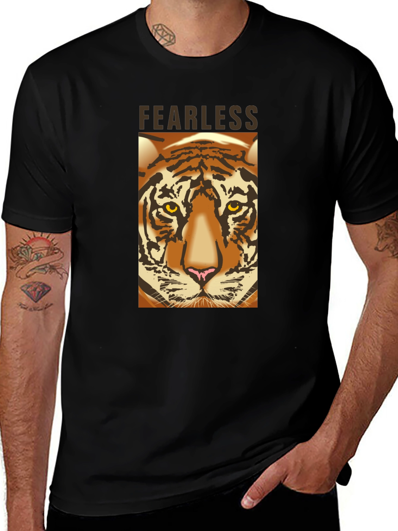 Variant 8 of Fearless Tiger Graphic Tee - Premium Black Cotton