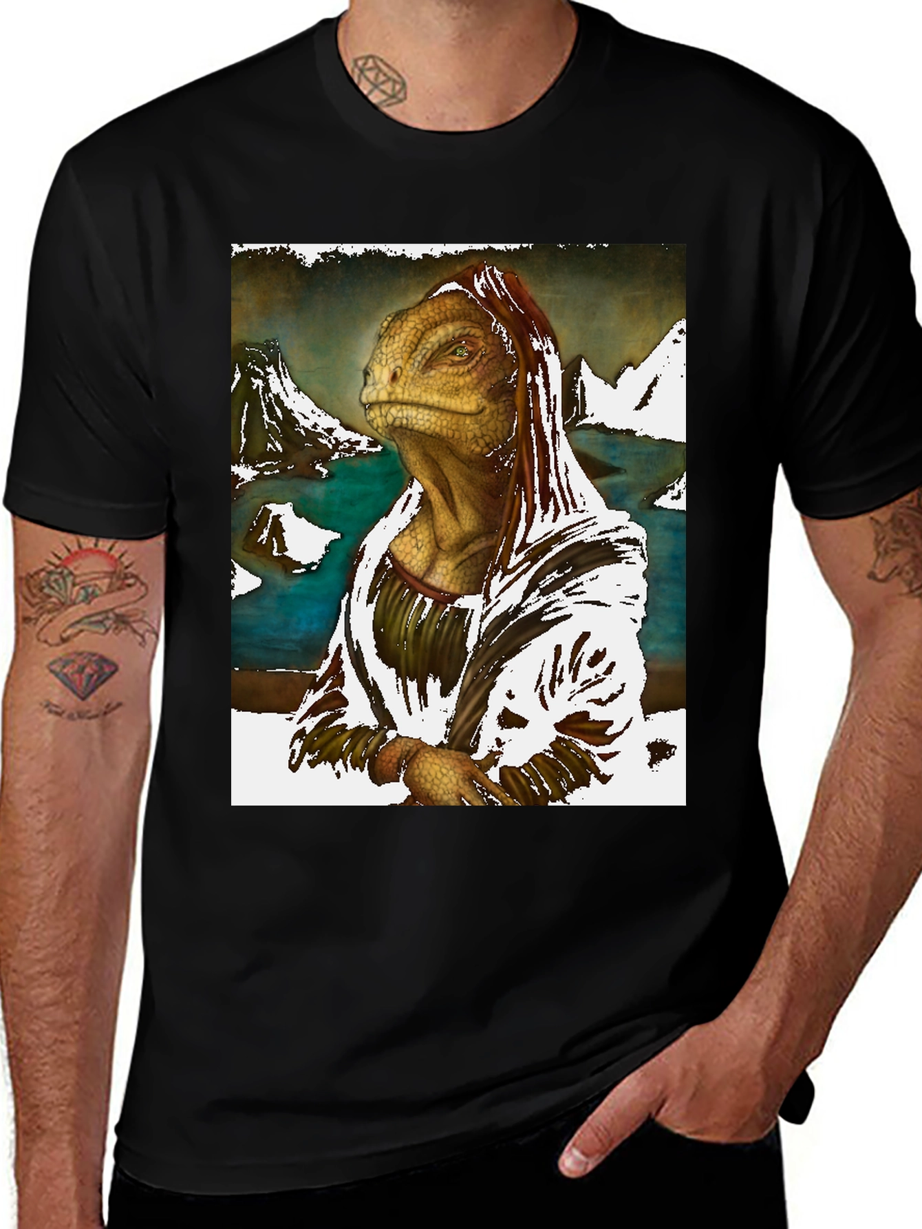 Variant 22 of Lizard Mona Lisa Graphic Tee