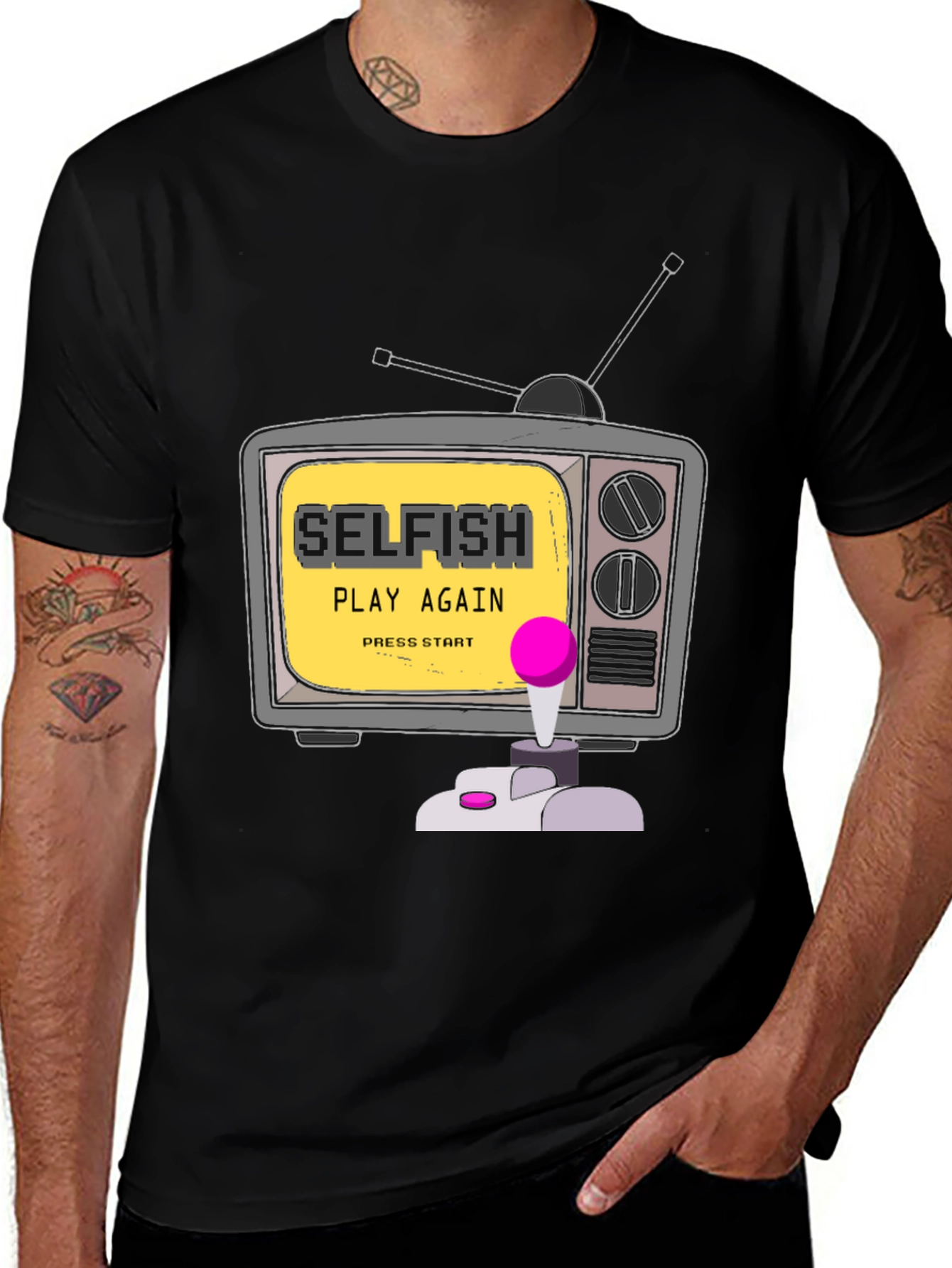 Variant 22 of Retro Gamer Tee - Selfish Play Again