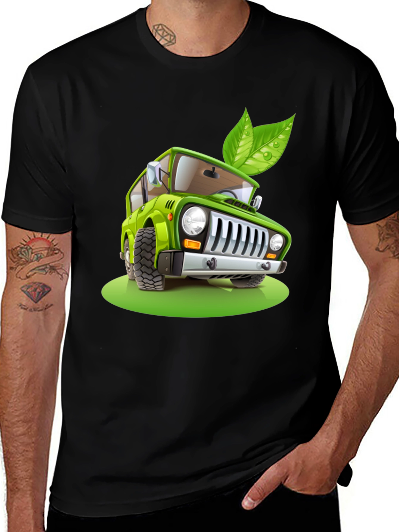 Variant 4 of Eco-Friendly Car T-Shirt - Green Vehicle Design