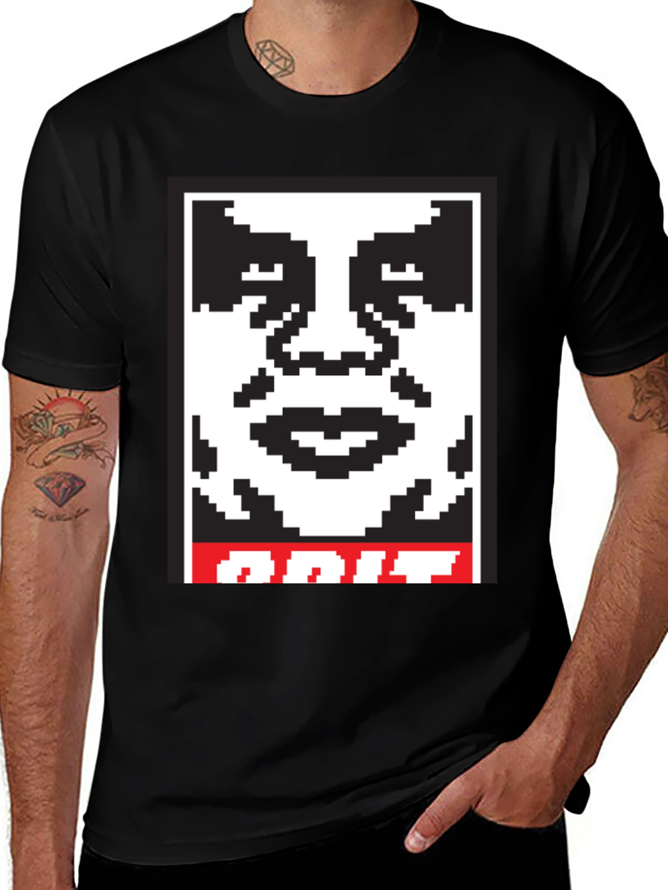 Pixel Obey Graphic T-Shirt - Black