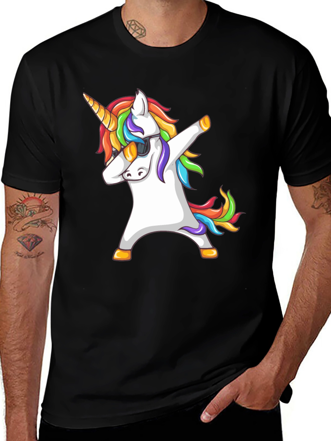Variant 9 of Dabbing Unicorn Black T-Shirt