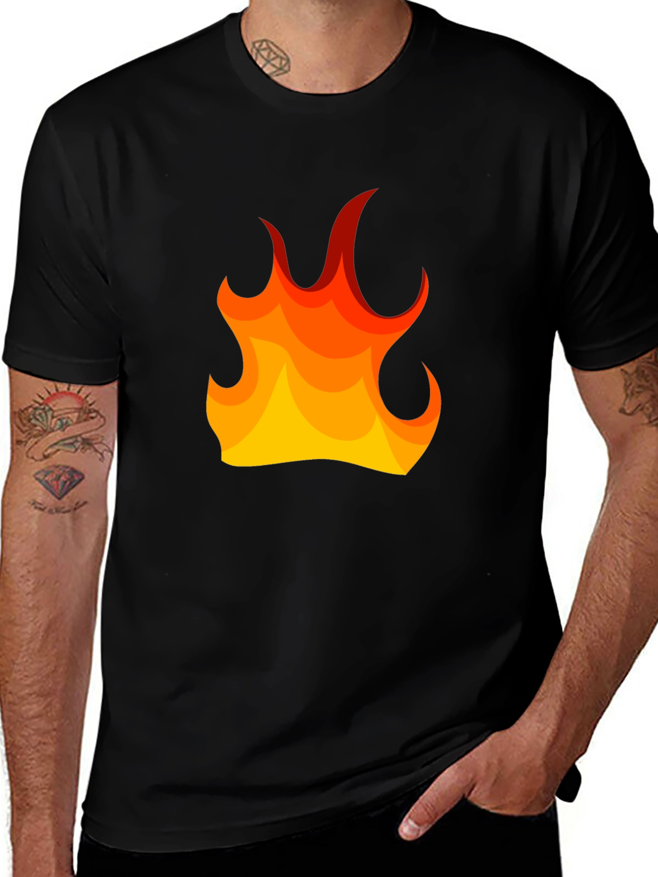 Variant 3 of Fiery Flame Graphic Tee - Men's Black T-Shirt