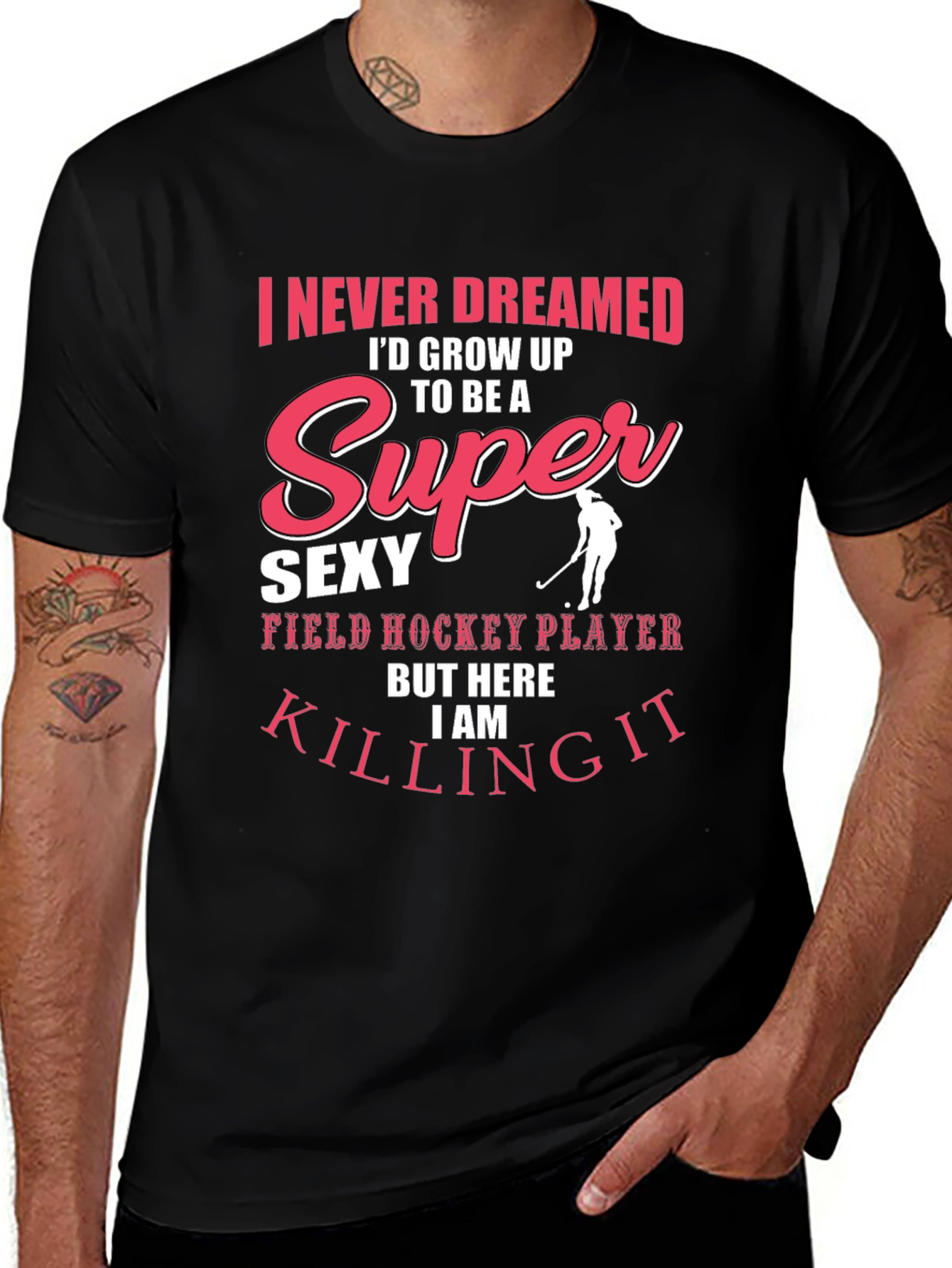 Variant 20 of Super Sexy Field Hockey Player Black T-Shirt