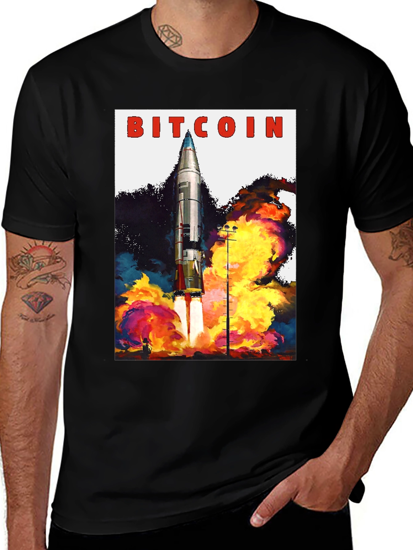 Variant 13 of Bitcoin Rocket Launch Graphic Tee