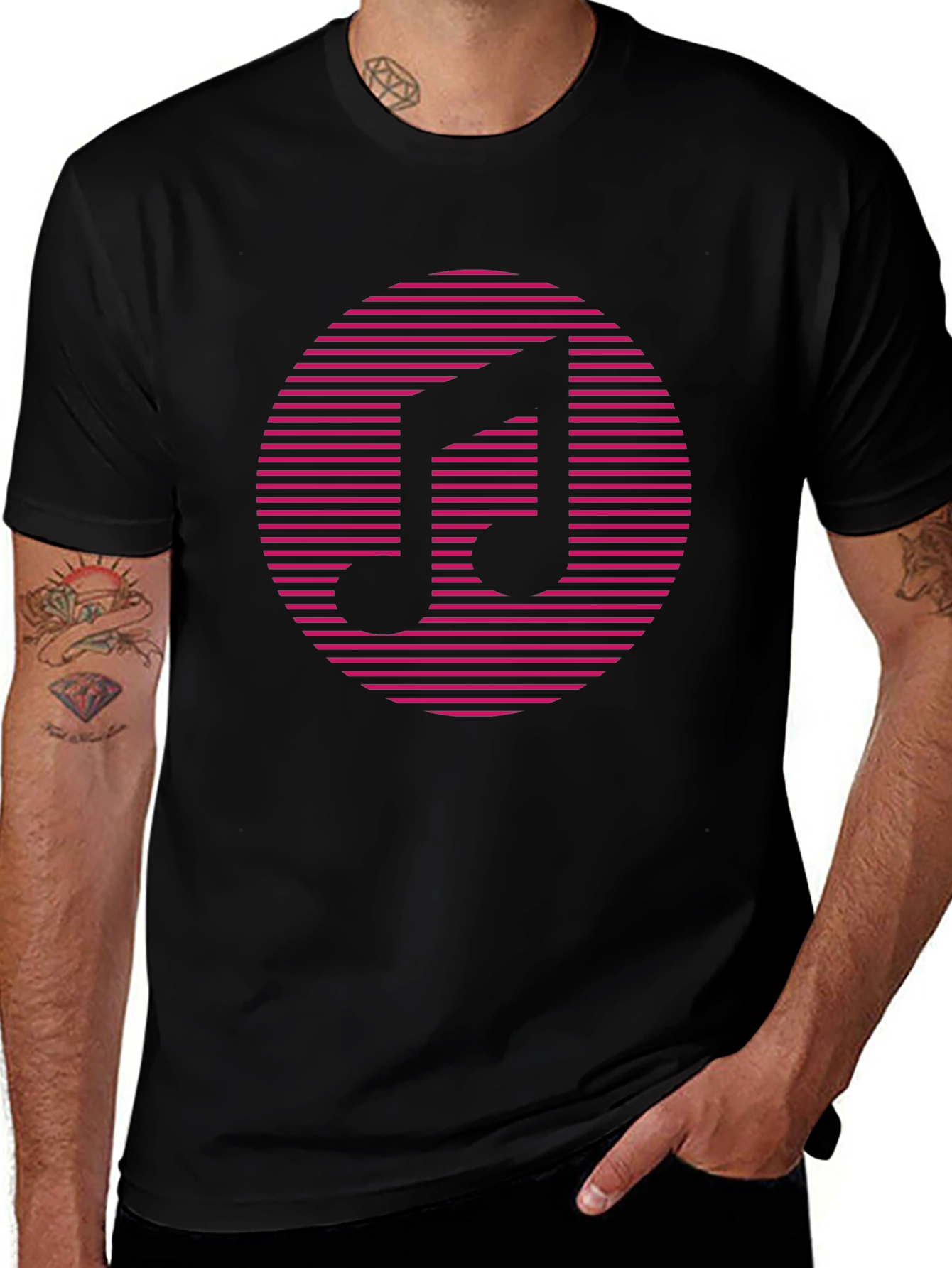 Variant 16 of Retro Music Note Graphic Tee - Black