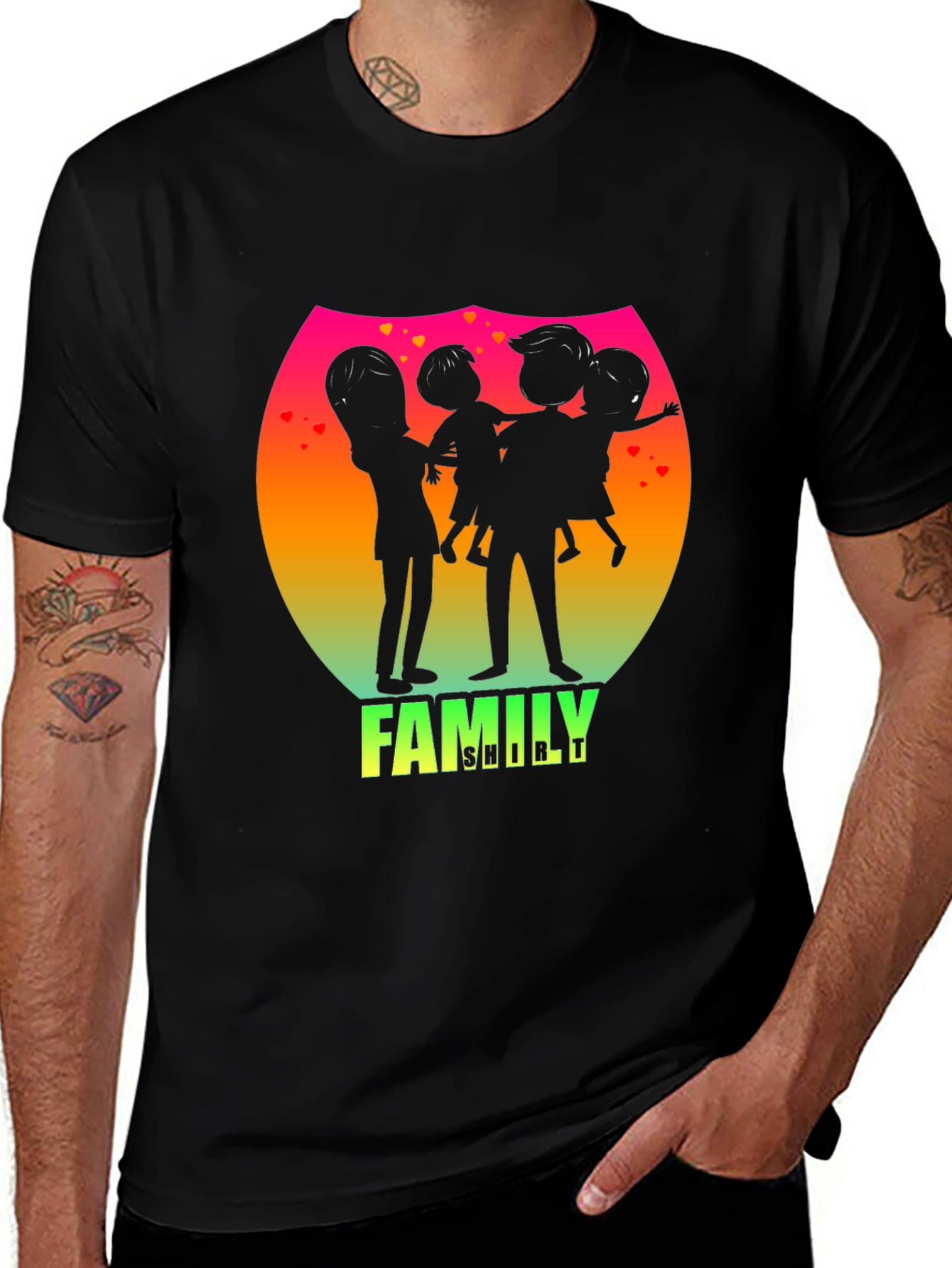 Variant 12 of Family Silhouette Graphic Tee - Black
