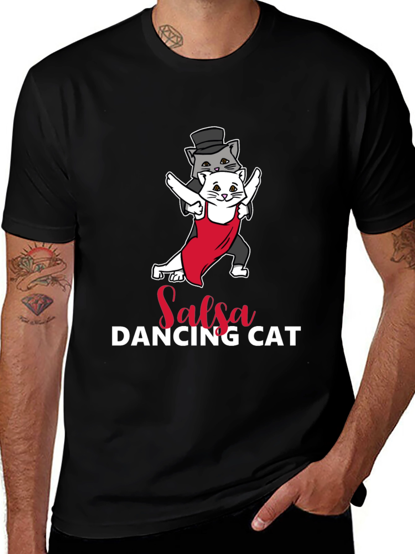 Variant 3 of Salsa Dancing Cats Graphic Tee - Fun Novelty T-Shirt