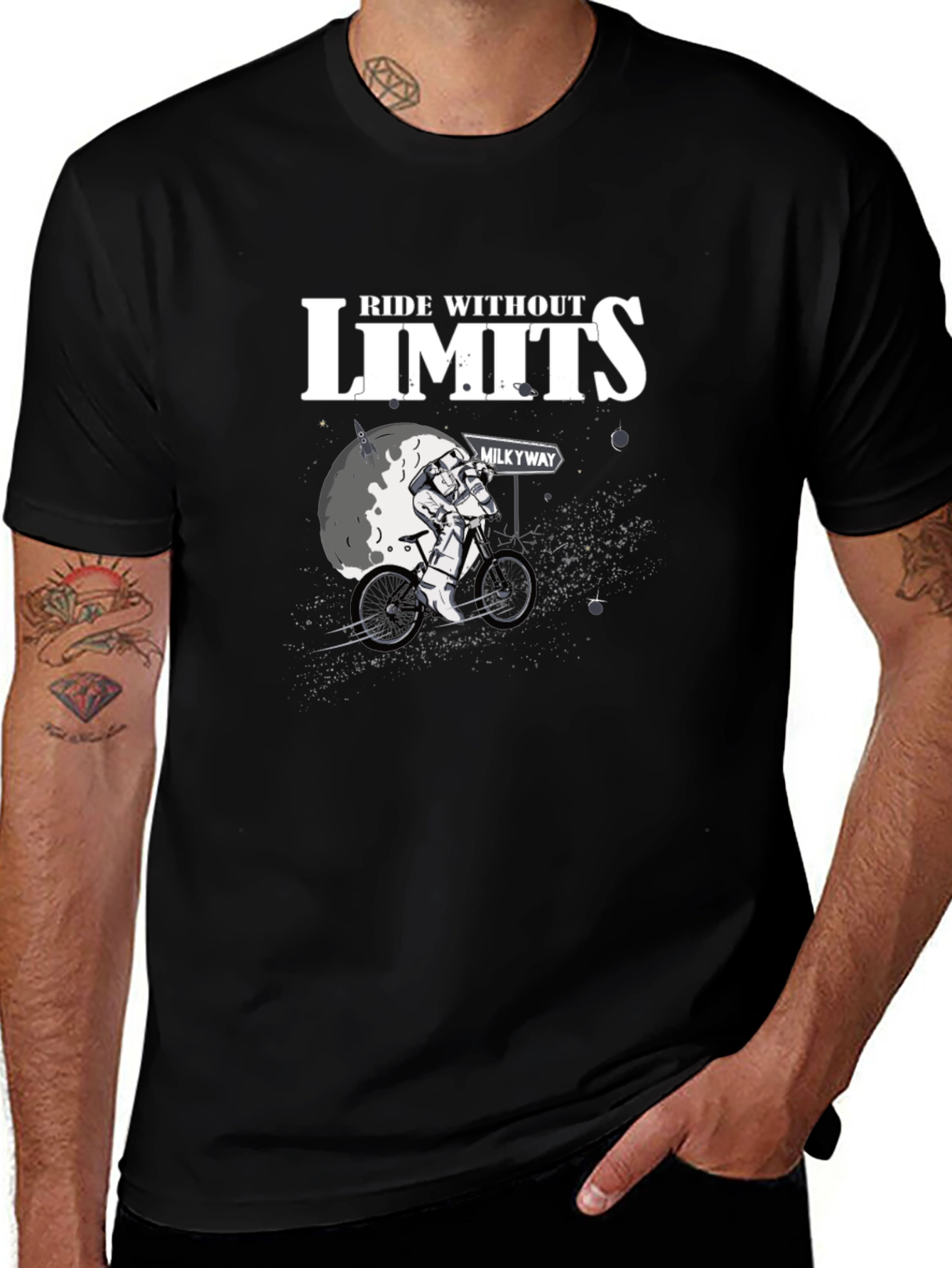 Ride Without Limits T-Shirt - Space Cyclist Design