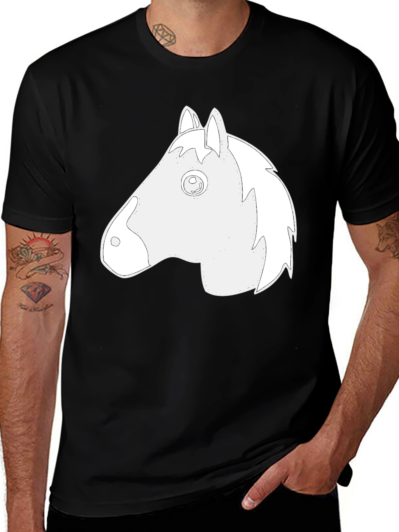 Variant 27 of Black T-Shirt with Horse Head Graphic