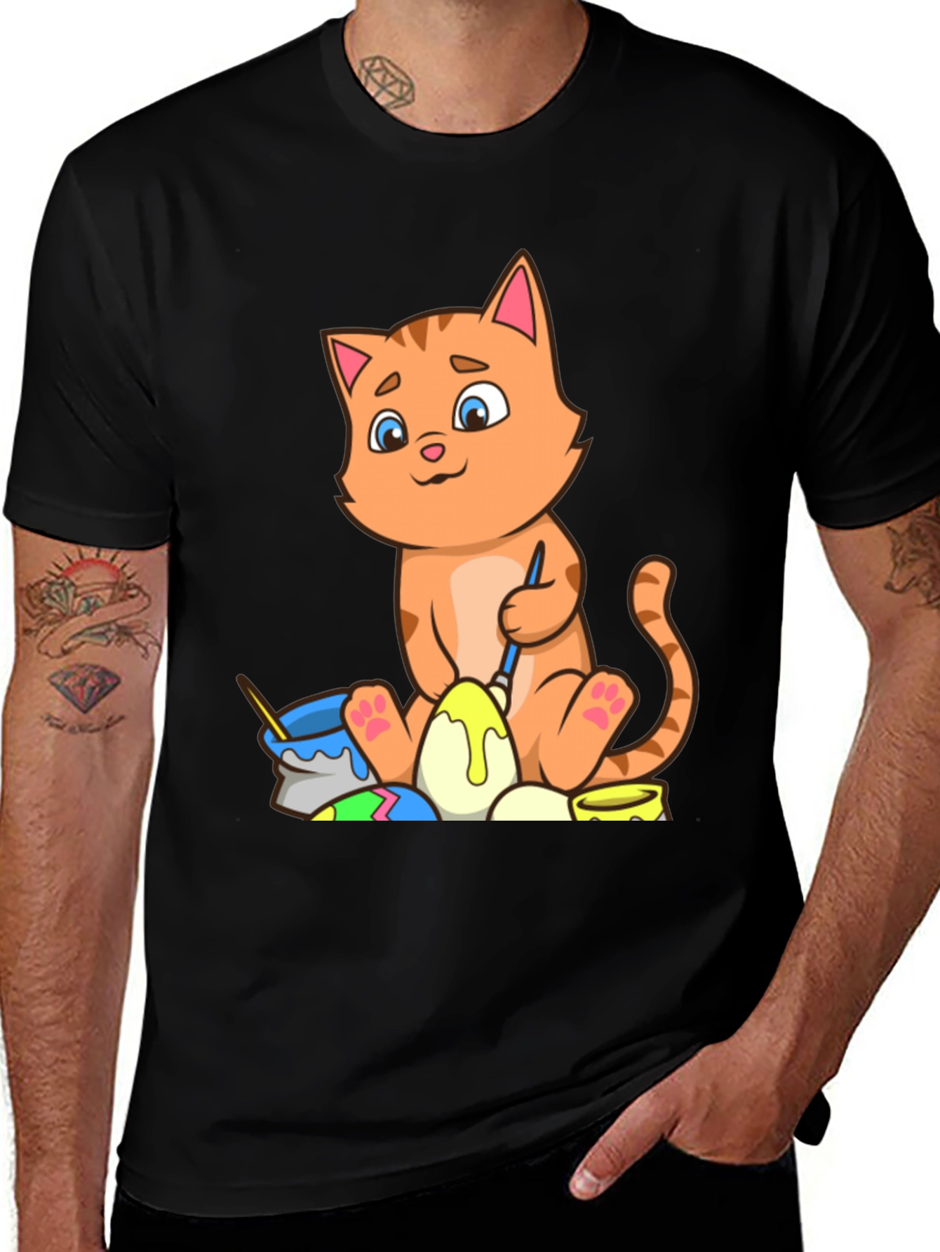 Variant 4 of Cute Cat Easter Egg Painting T-Shirt