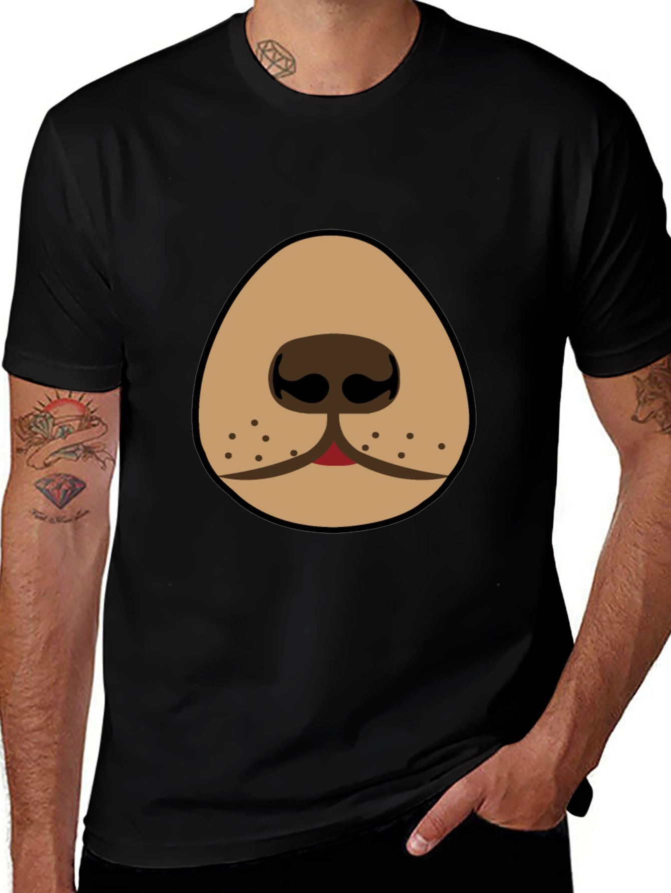 Variant 18 of Funny Dog Nose Graphic Tee - Unisex Black T-Shirt
