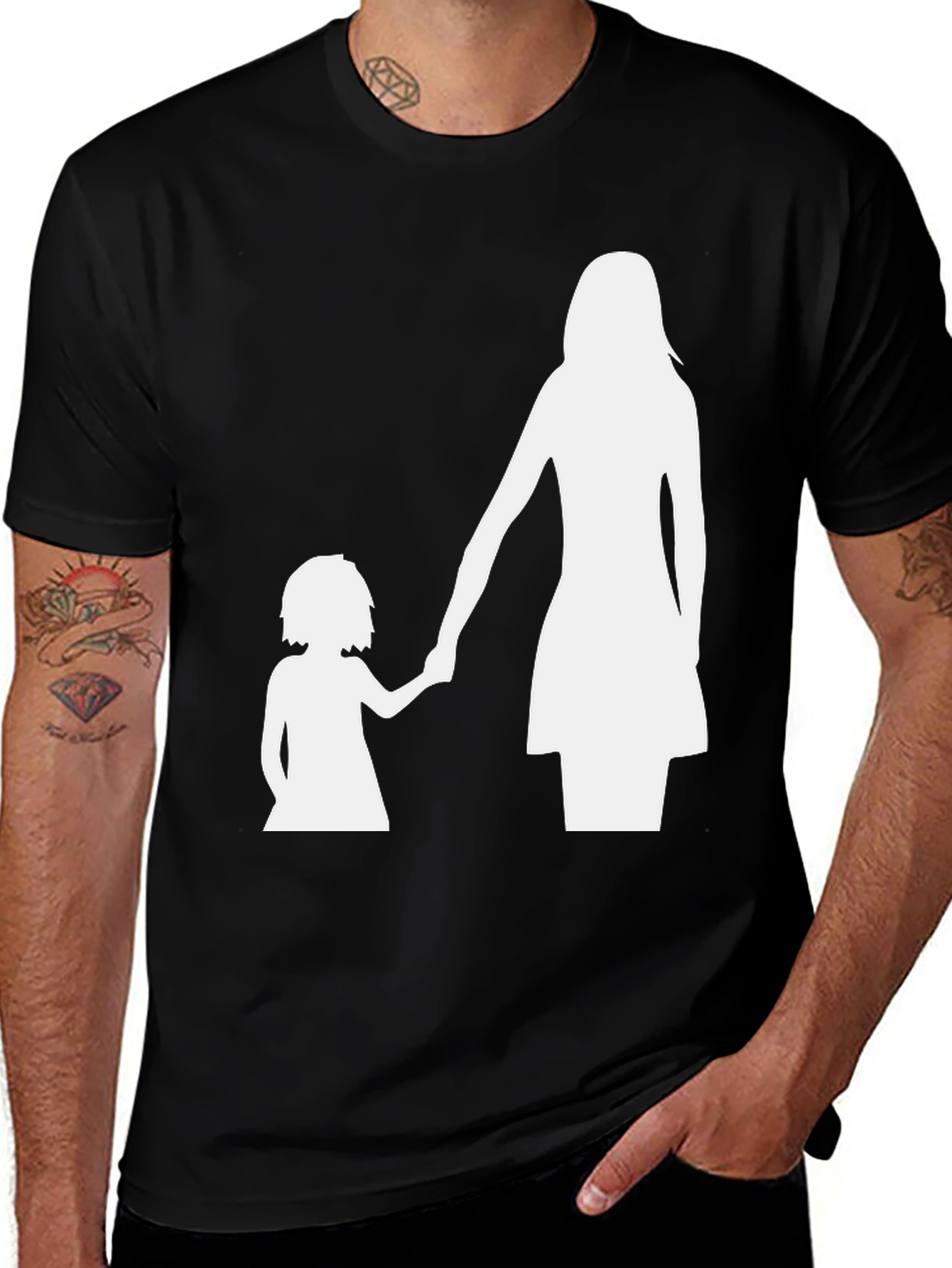 Variant 13 of Mother Daughter Silhouette Tee - Black Cotton Blend