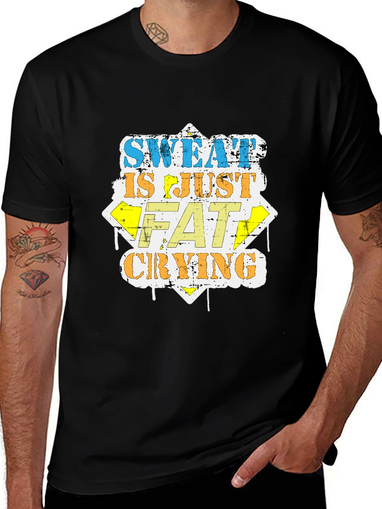 Variant 18 of Sweat is Just Fat Crying T-Shirt - Workout Motivation