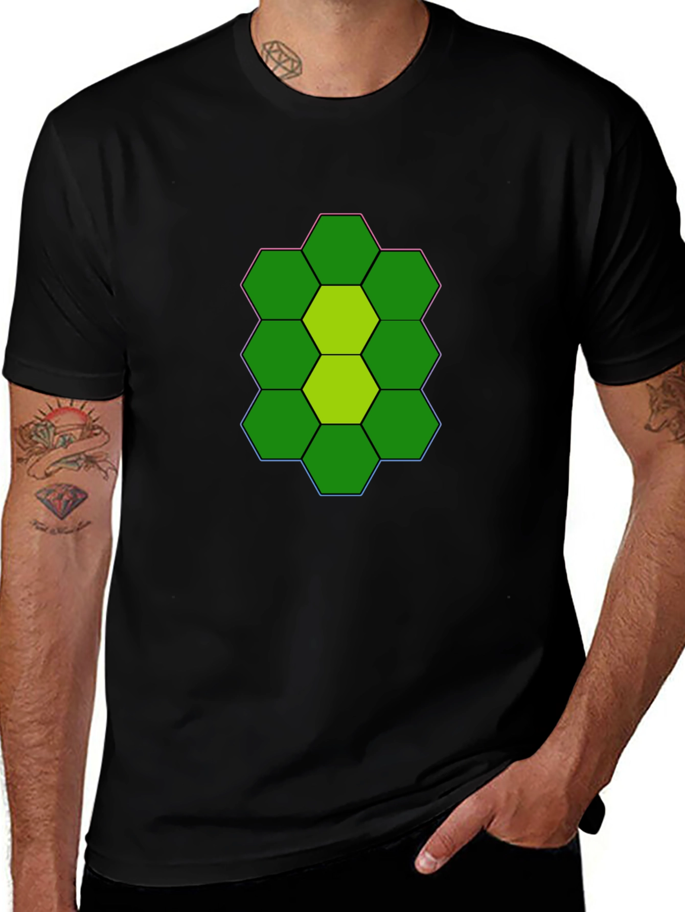 Variant 3 of Hexagon Green Turtle T-Shirt