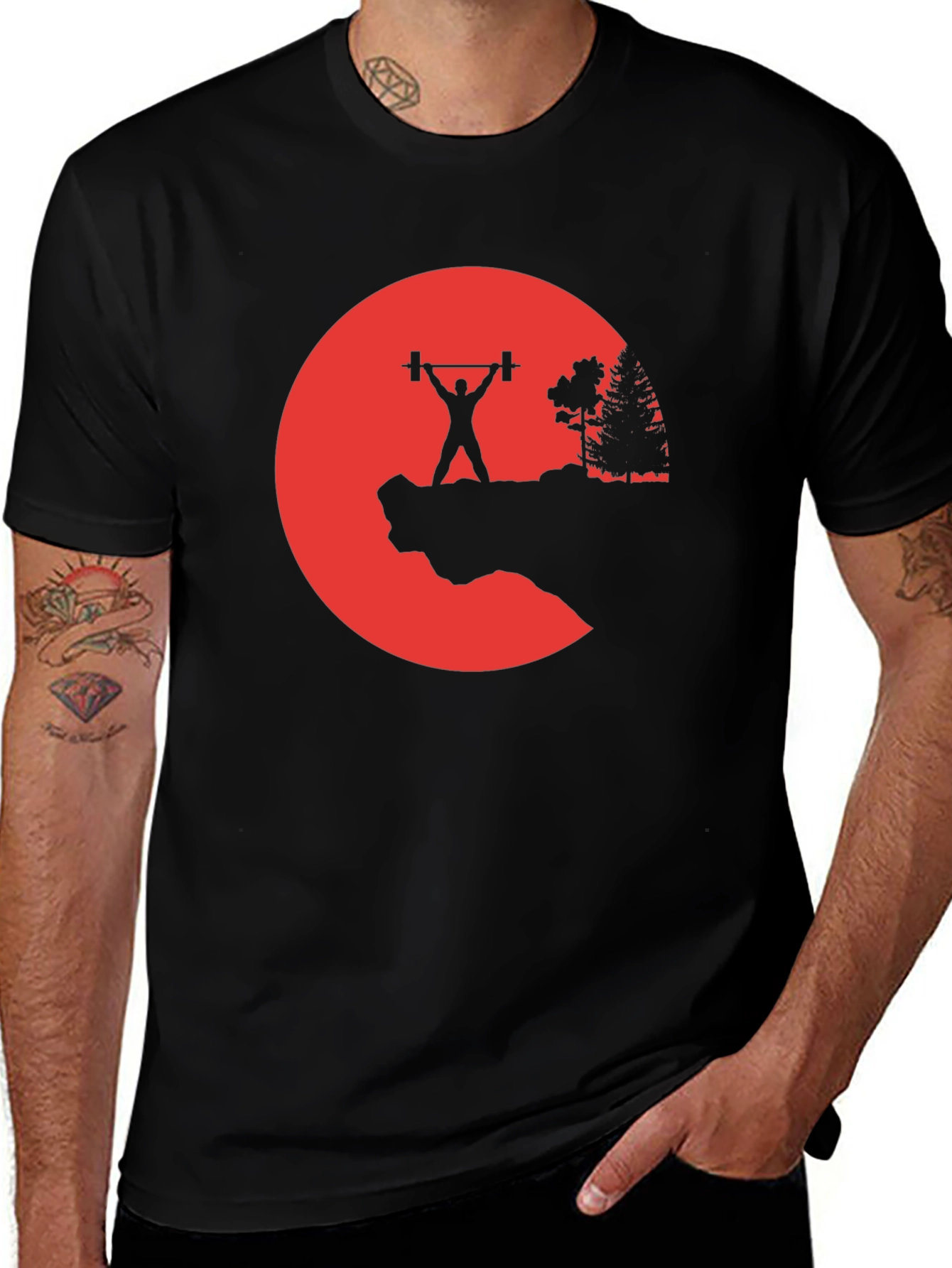 Variant 4 of Weightlifting Silhouette Graphic T-Shirt