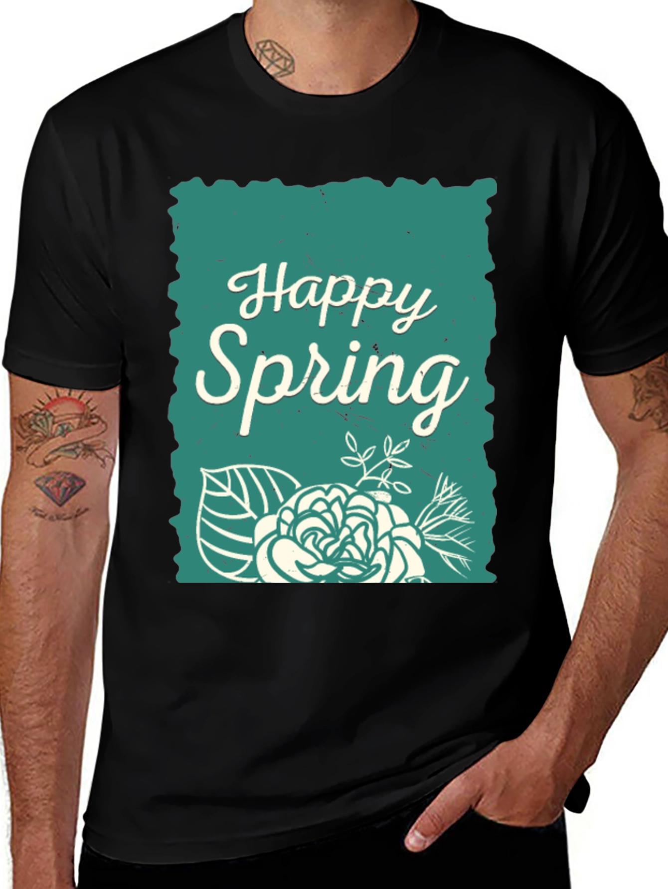 Happy Spring Graphic Tee - Black