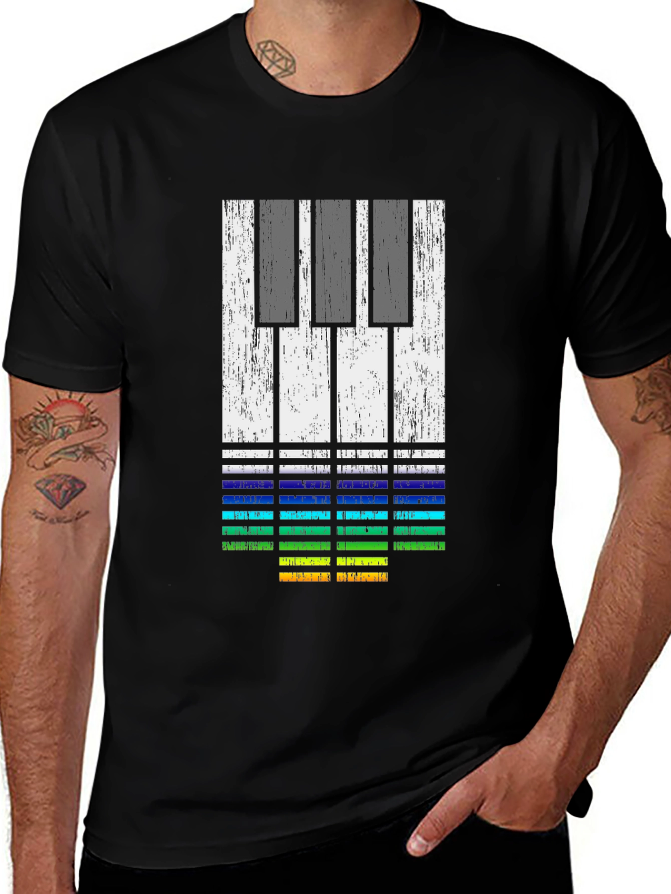 Variant 6 of Piano Keys Graphic Tee - Retro Music Lover Shirt