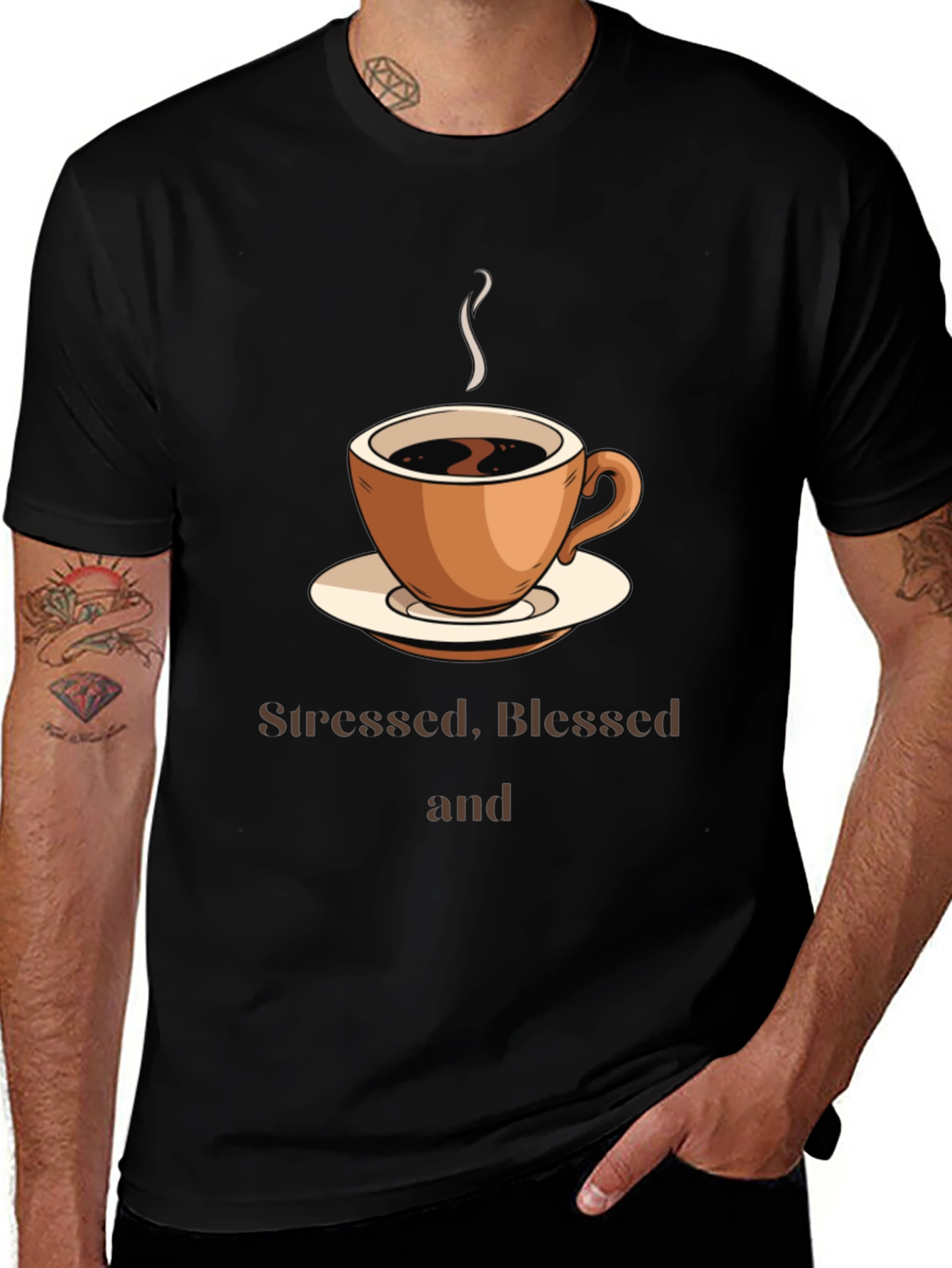 Variant 5 of Stressed, Blessed & Coffee Obsessed T-Shirt