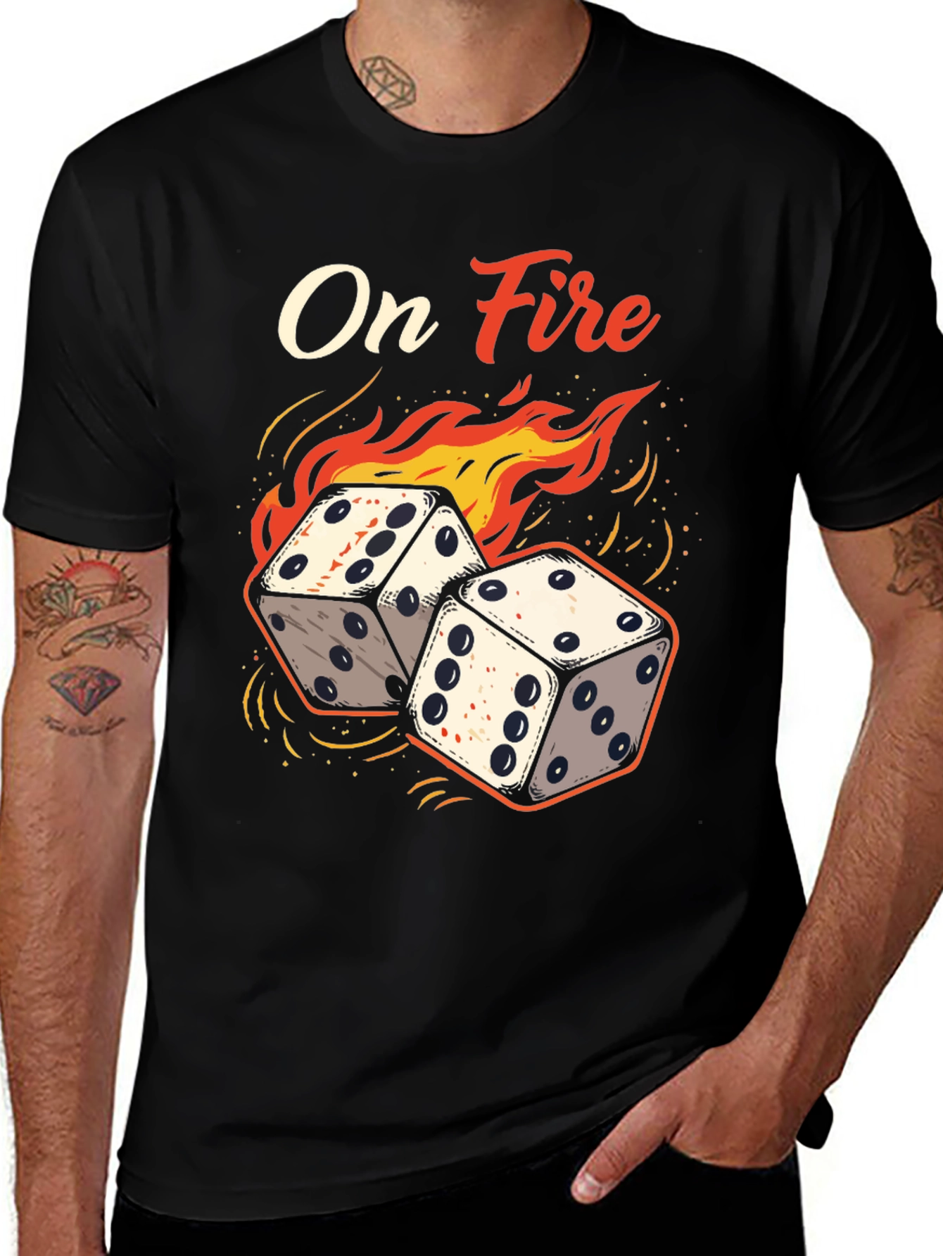 Variant 4 of On Fire Dice Graphic Tee - Lucky Gamble T-Shirt