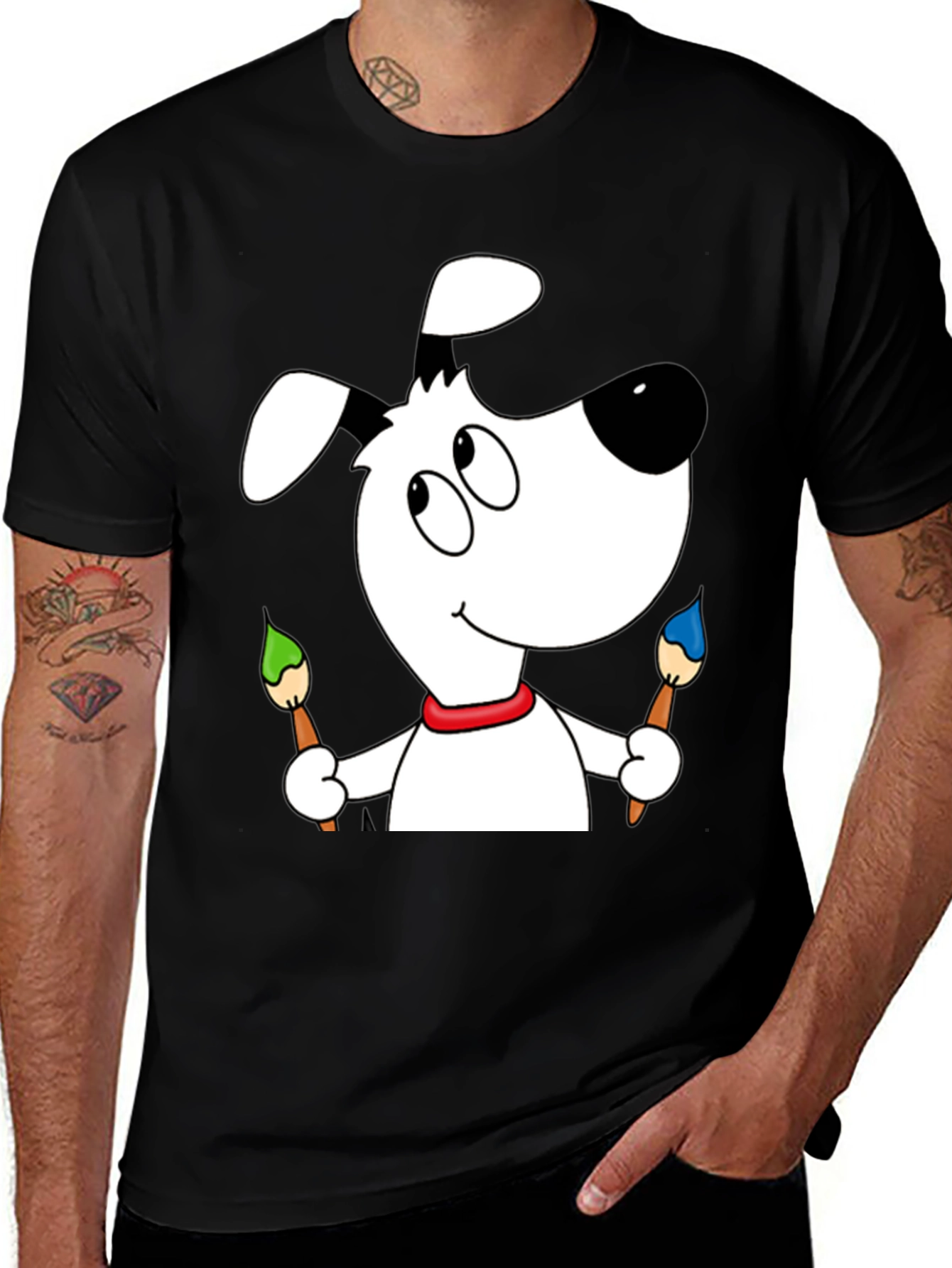 Variant 25 of Cartoon Dog Artist T-Shirt - Fun & Unique Design