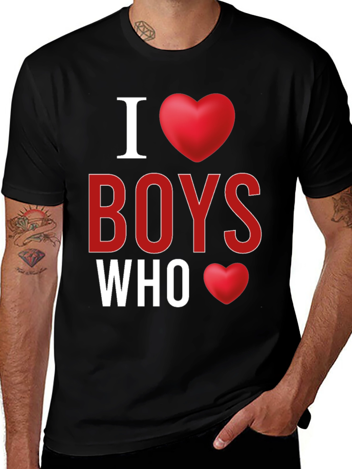Variant 20 of I Heart Boys Who T-Shirt - Novelty Graphic Tee