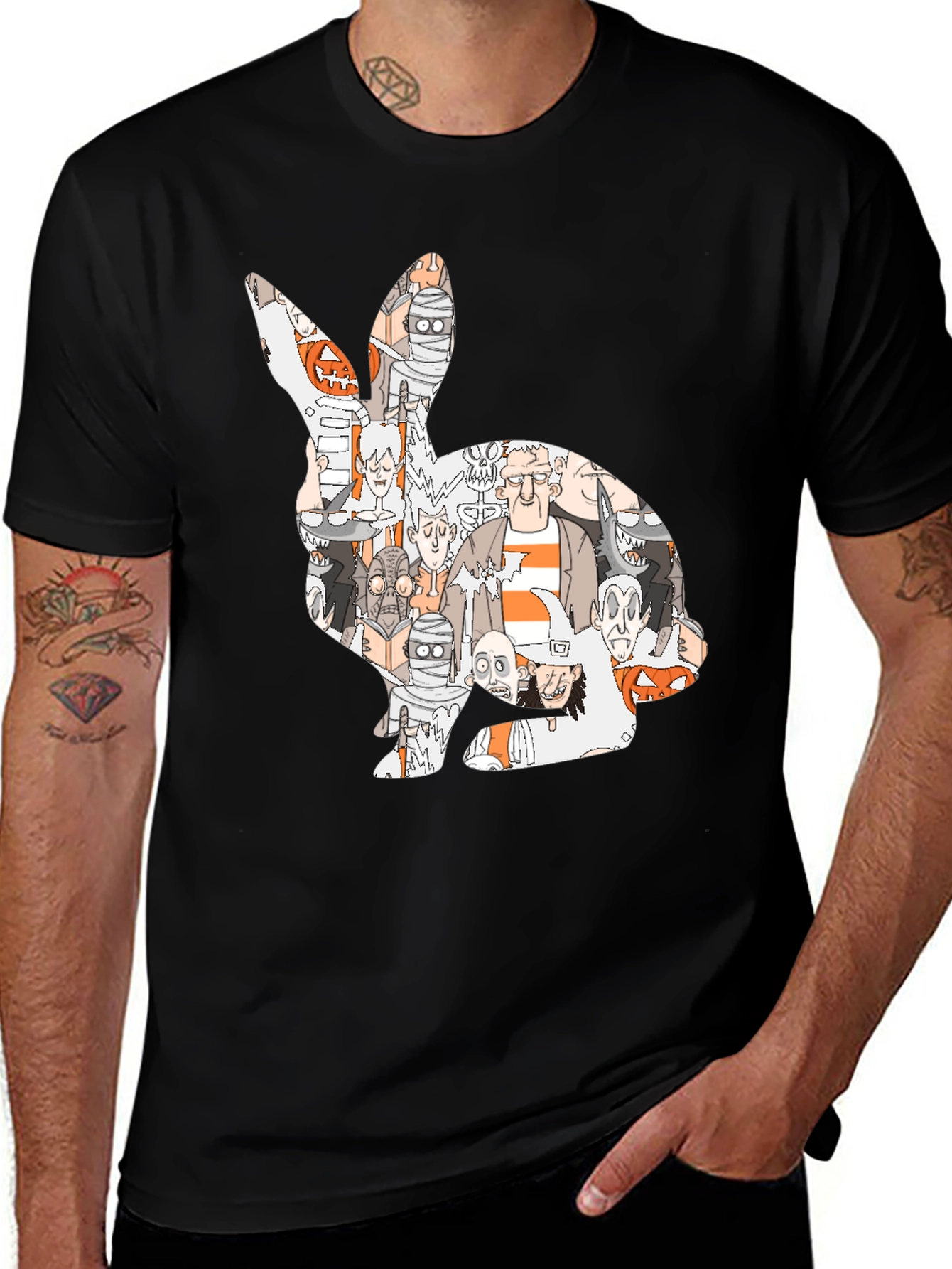 Spooky Bunny Graphic T-Shirt - Halloween Character Print