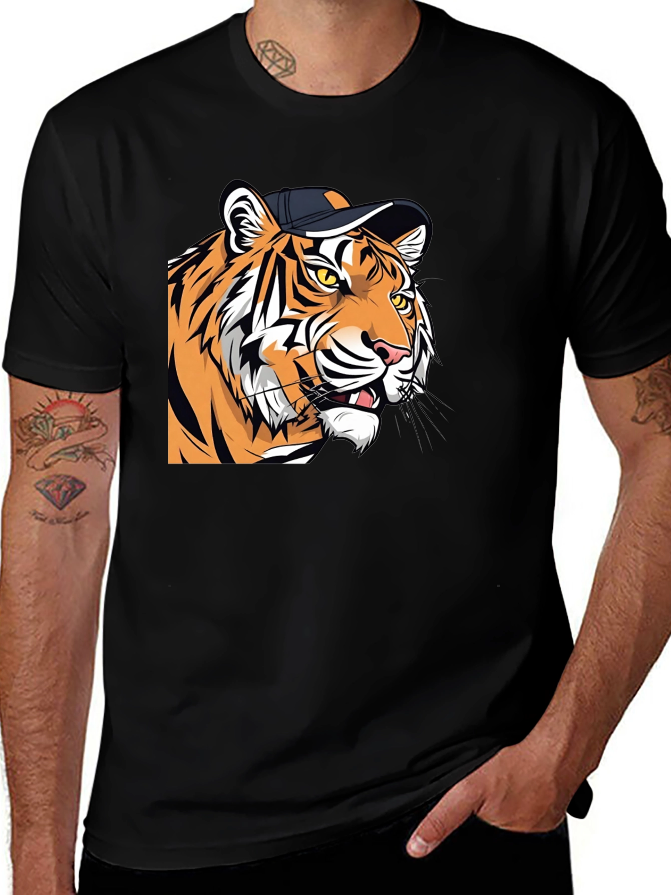 Variant 3 of Cool Tiger Graphic Tee - Black