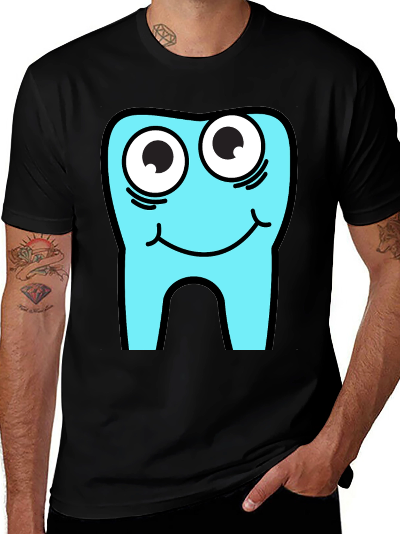 Variant 6 of Funny Tooth Graphic Tee - Black Cotton Comfort