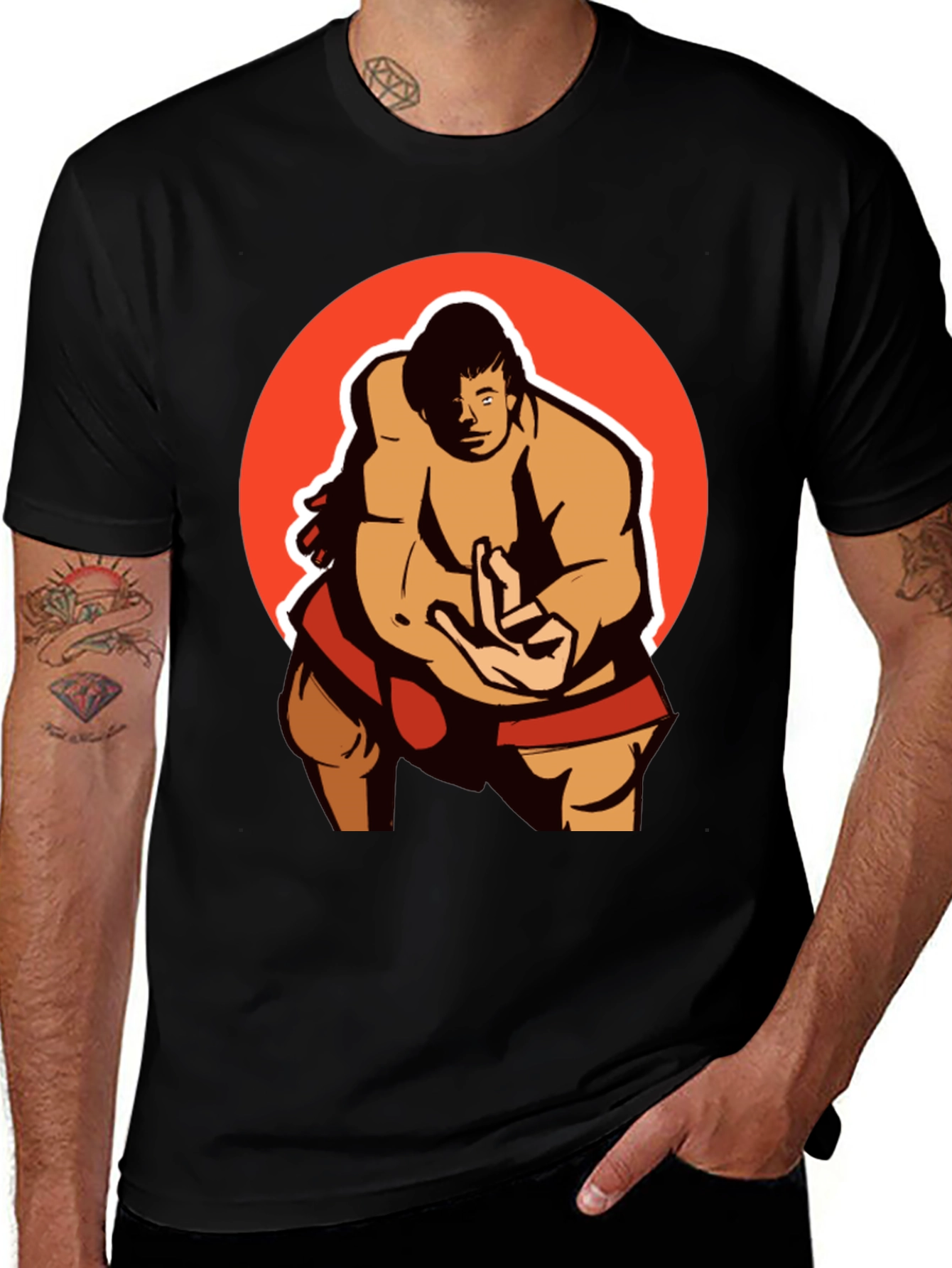 Sumo Wrestler Graphic Tee - Martial Arts Shirt