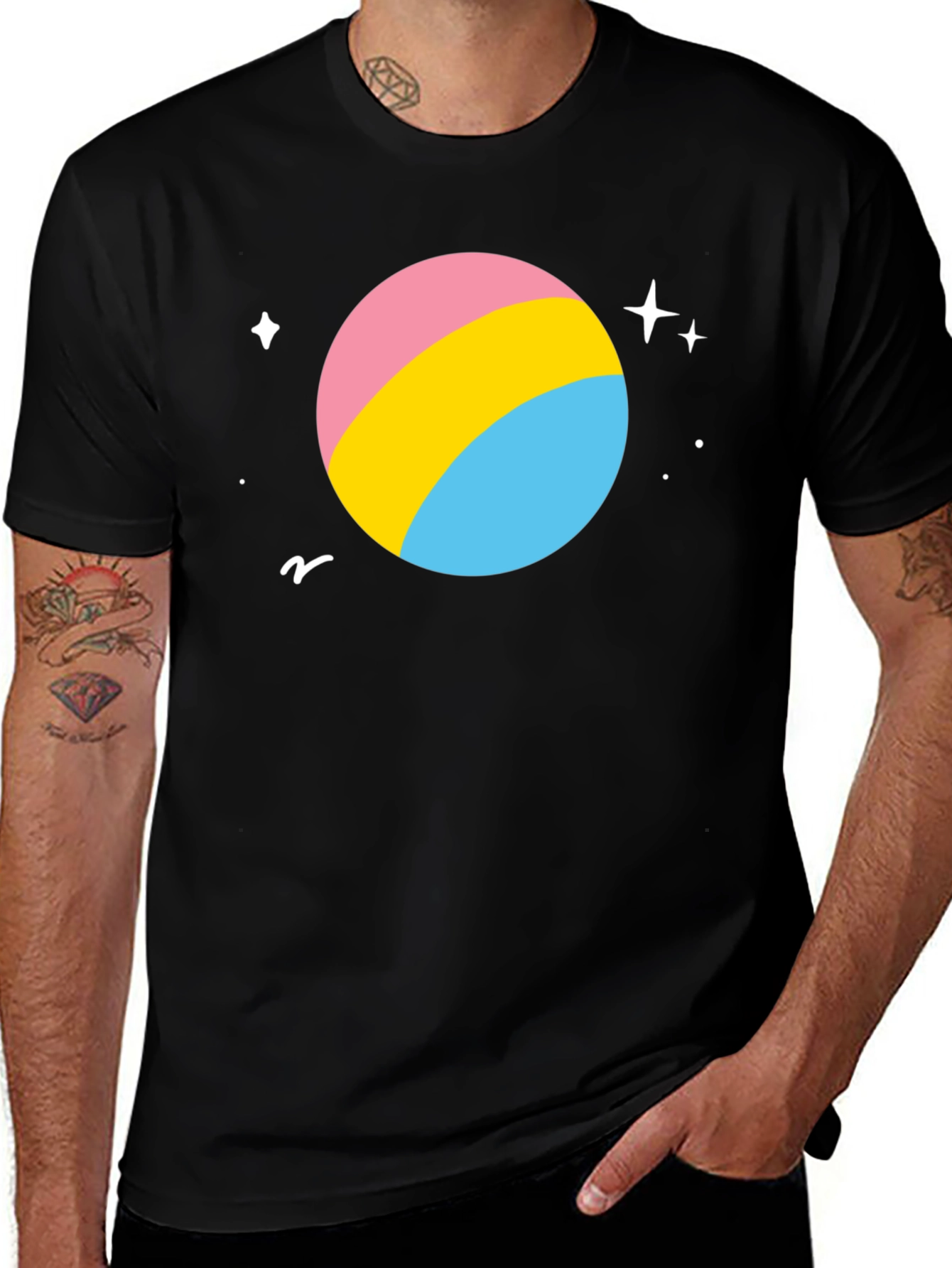 Black Pansexual Pride Planet T-Shirt - Black main image